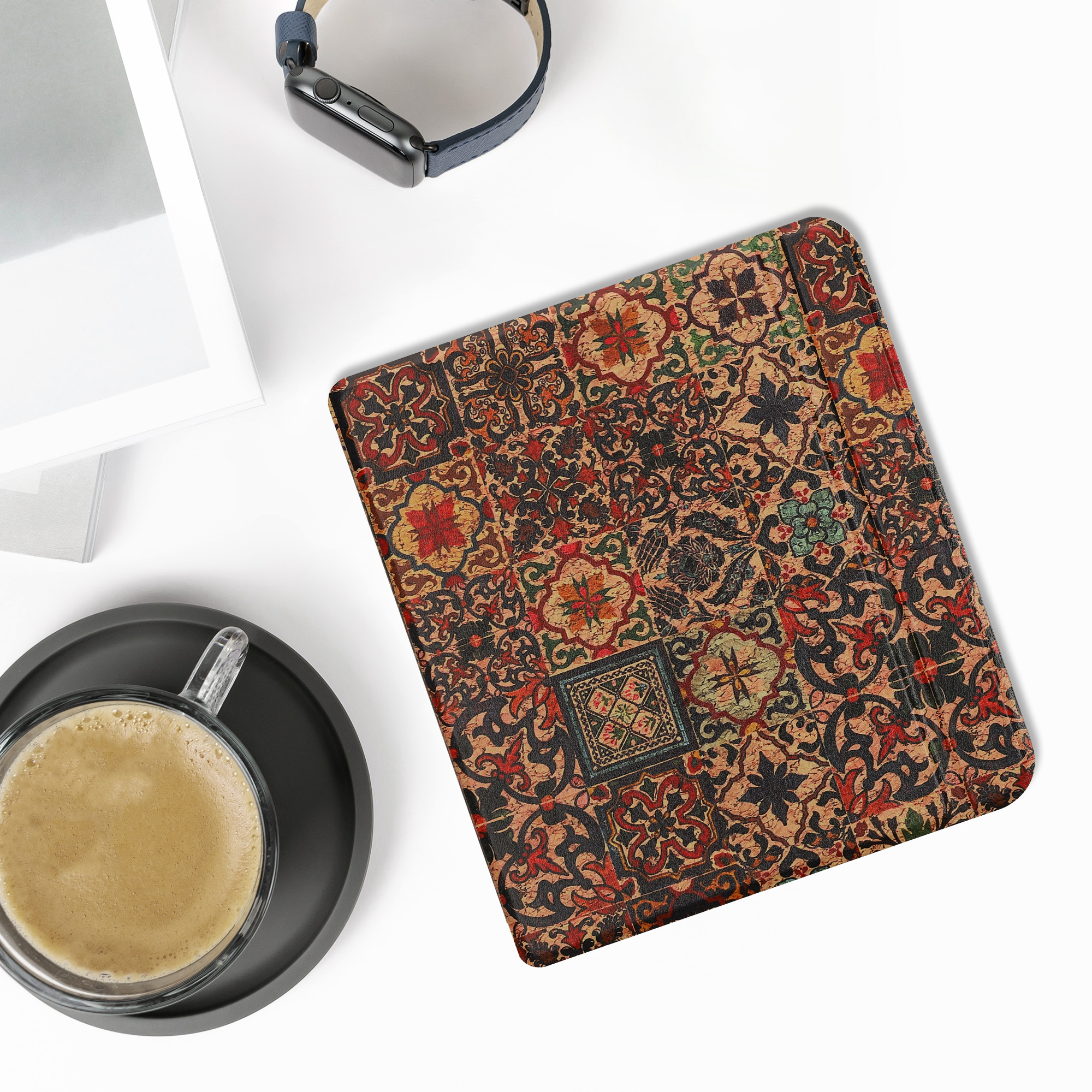 Obal pro Kobo Libra Colour kwmobile - vzor s hnědá / modrá / červená