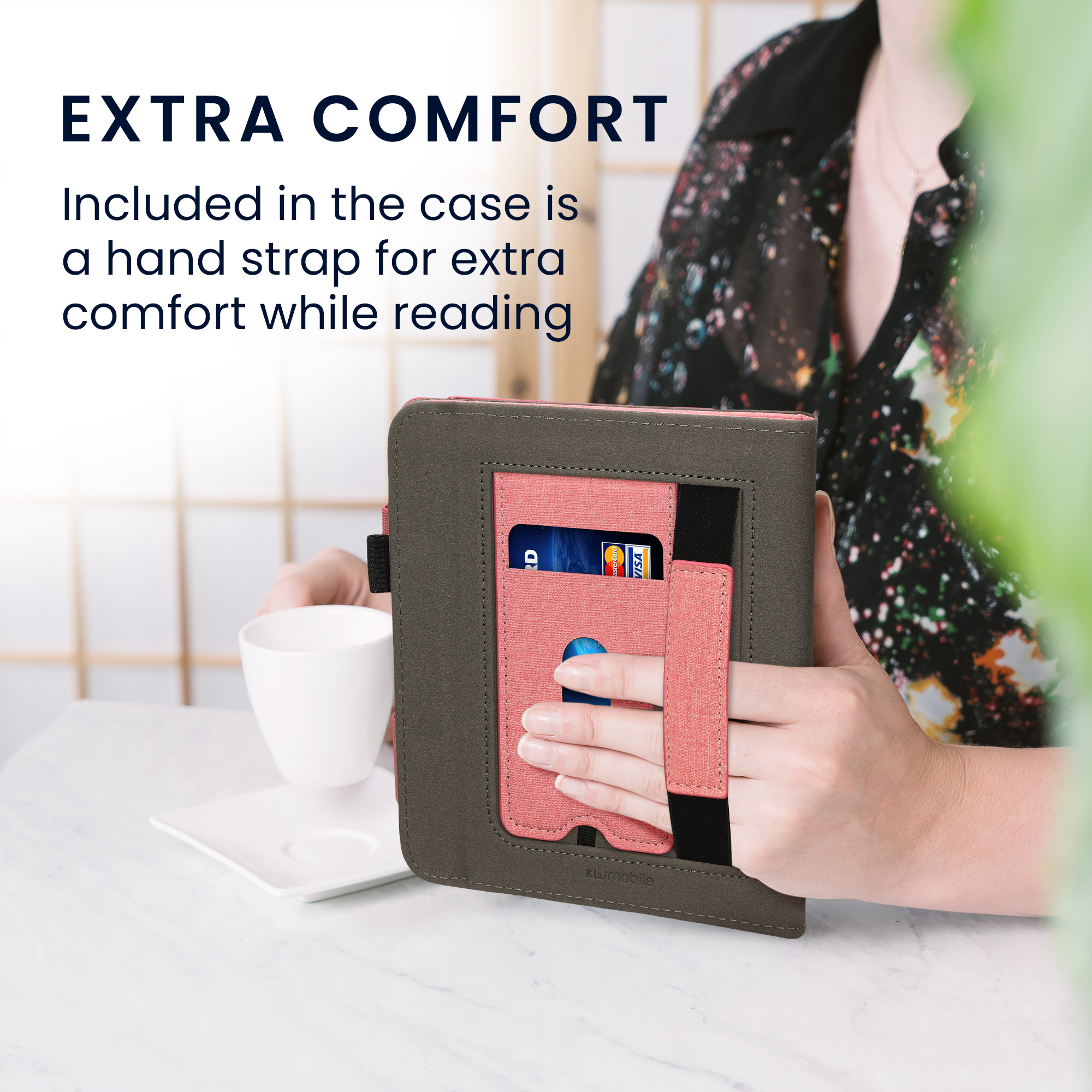kwmobile pouzdro na čtečku Kobo Libra Colour Cover, růžová / tmavě šedá