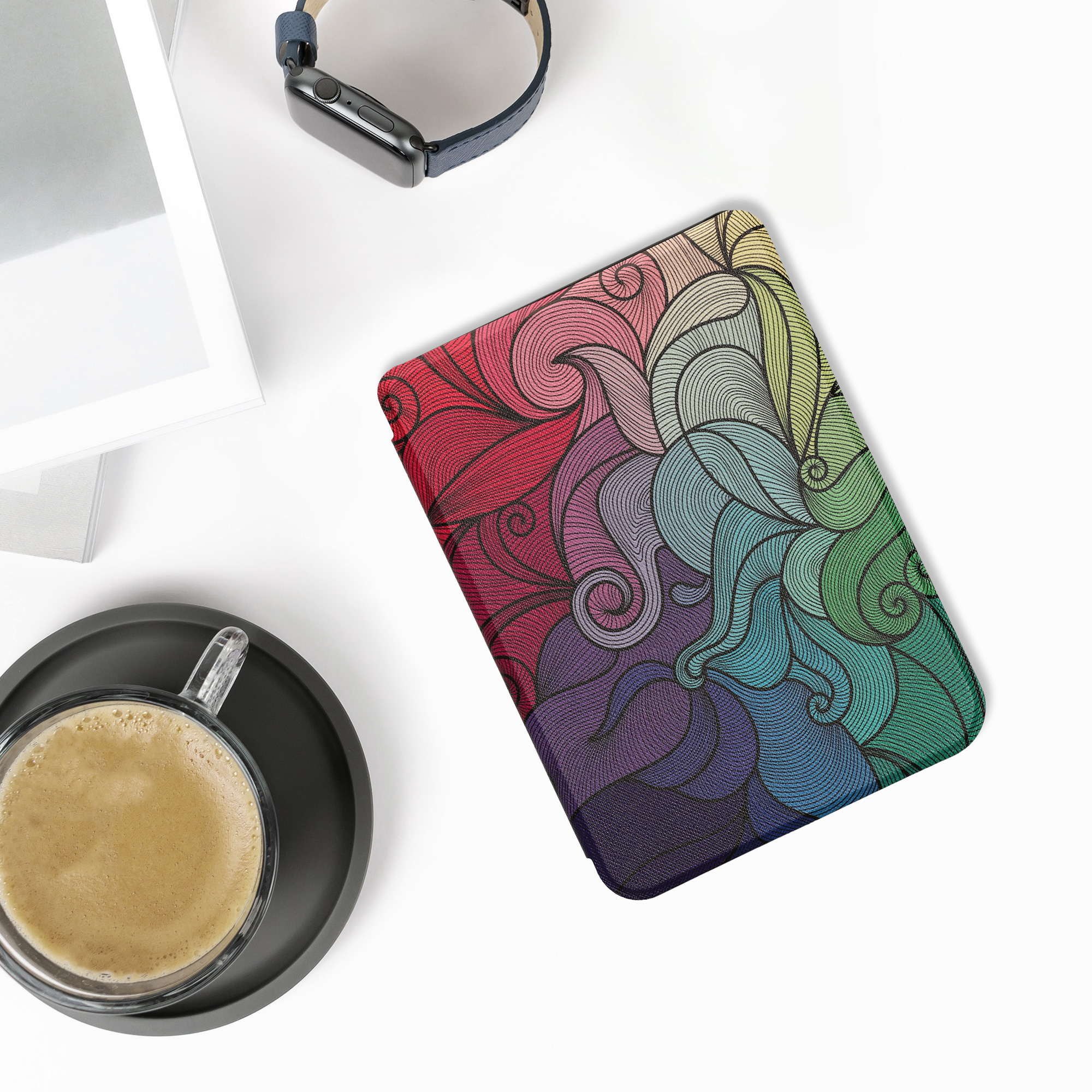 Flip pouzdro na čtečku s magnetem Kobo Clara BW/Colour tmavě růžovo-modro-zelené