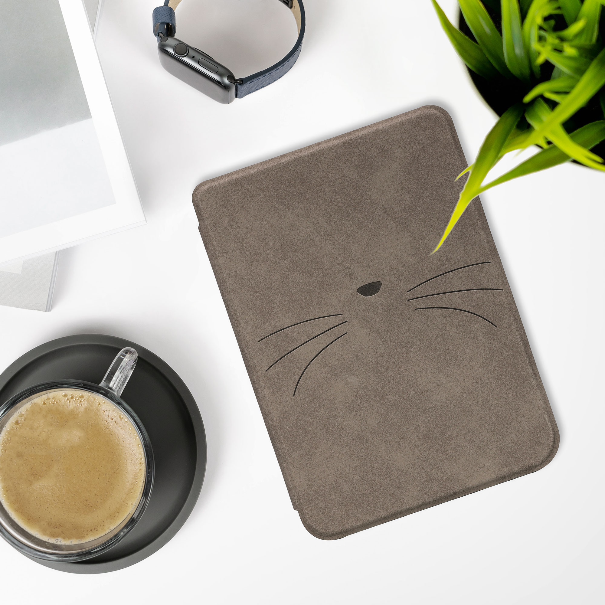 Flip pouzdro na čtečku s magnetem Kobo Clara BW/Colour Meow Meow šedé se stojánkem