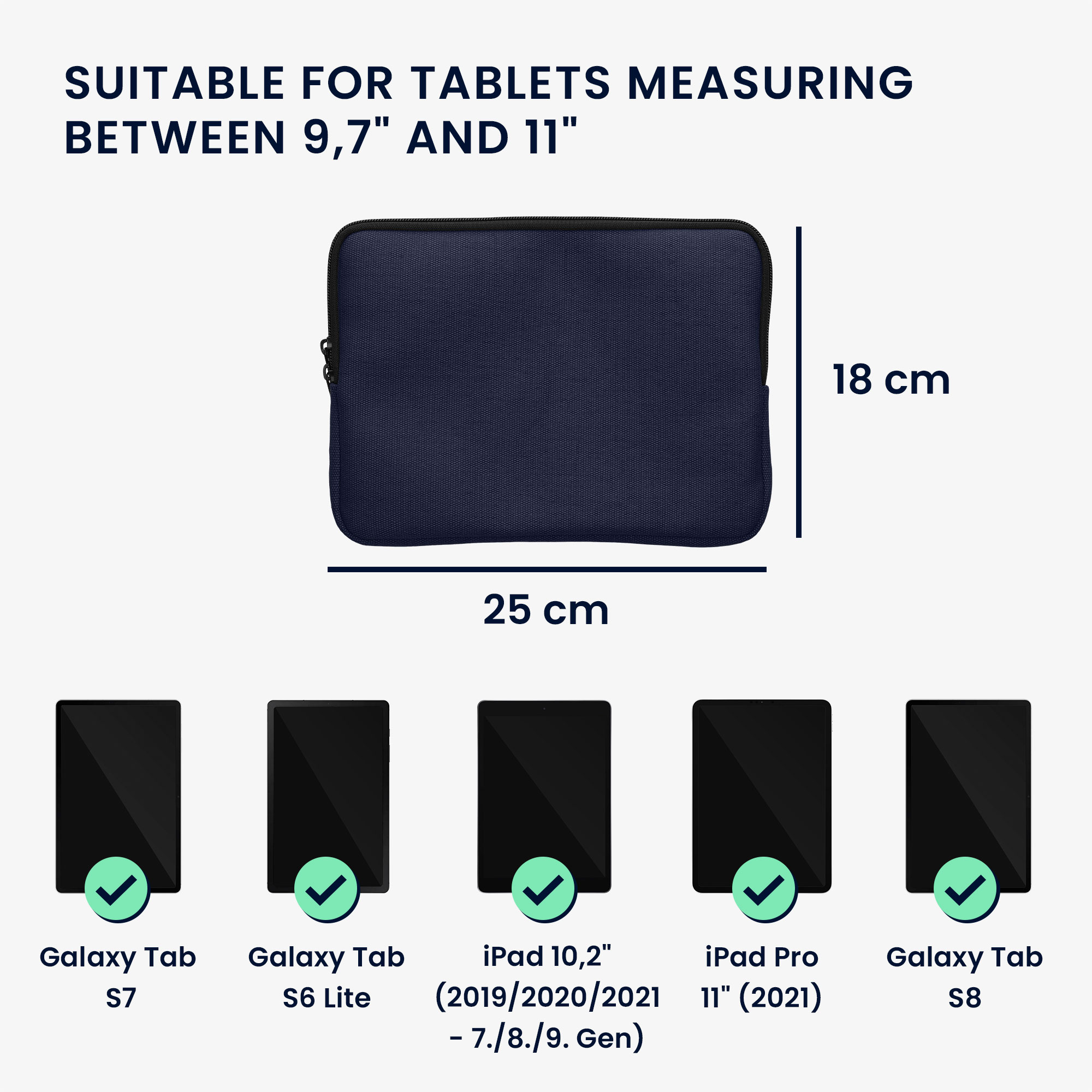 Canvasové pouzdro tablet kwmobile 9,7"-11" 25,6 x 1 tmavě modrá