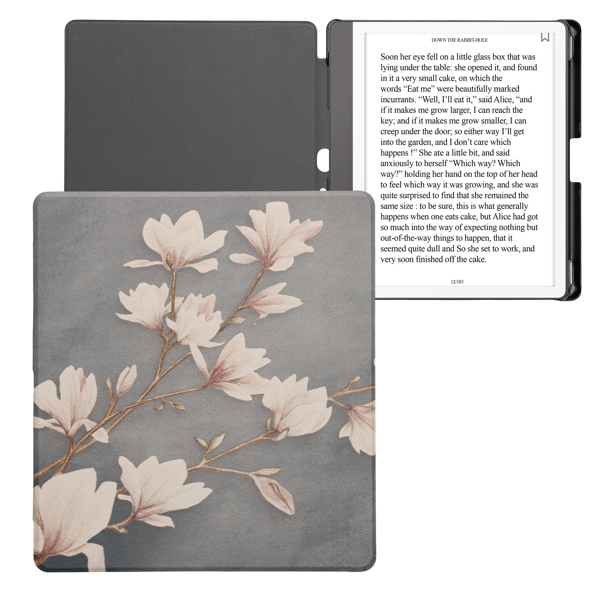 Pouzdro na čtečku kwmobile Kindle Scribe 2024 - Magnolias - taupe / bílá / modrošedá