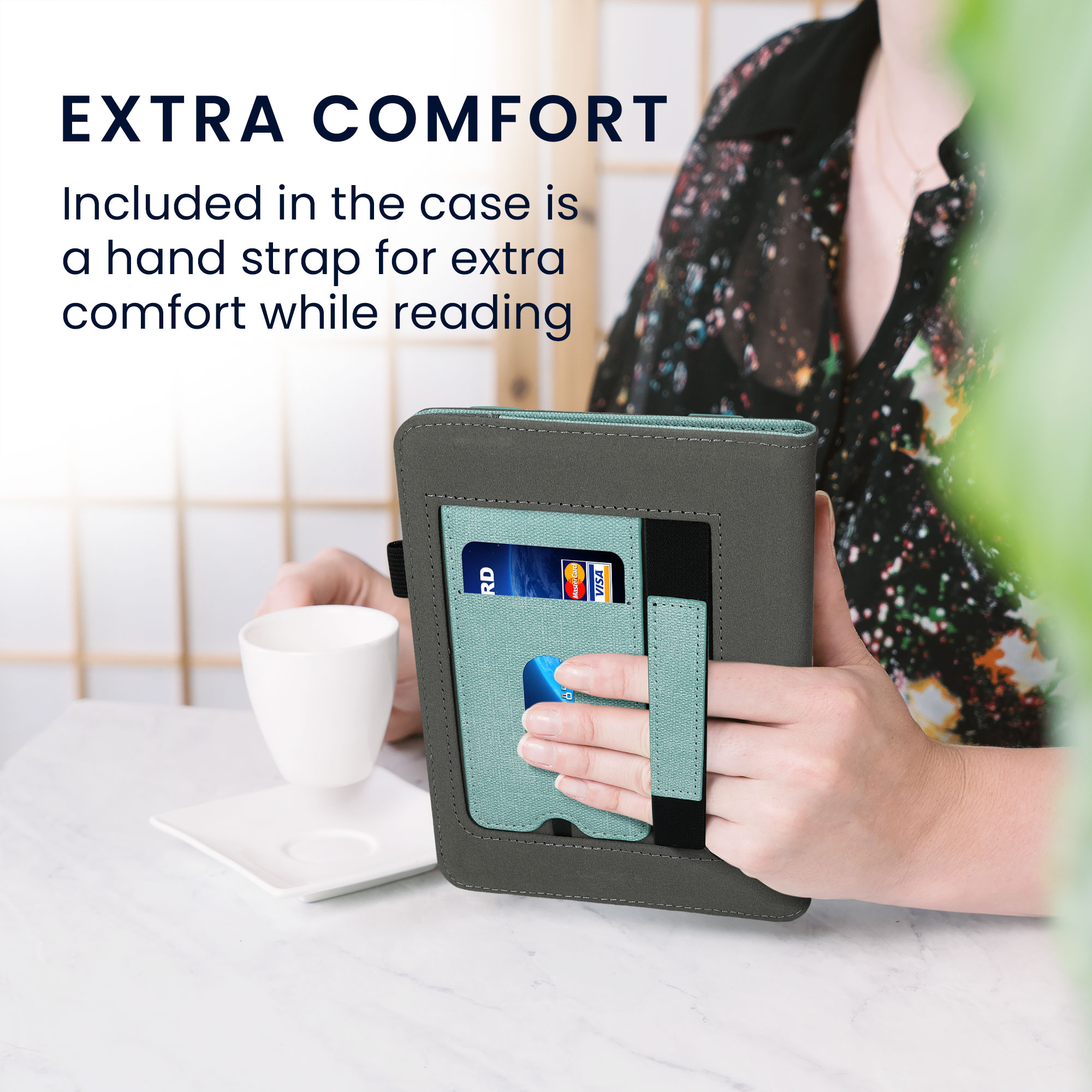 Pouzdro na čtečku kwmobile Kindle Paperwhite 2024 / Colorsoft - mint / tmavě šedá