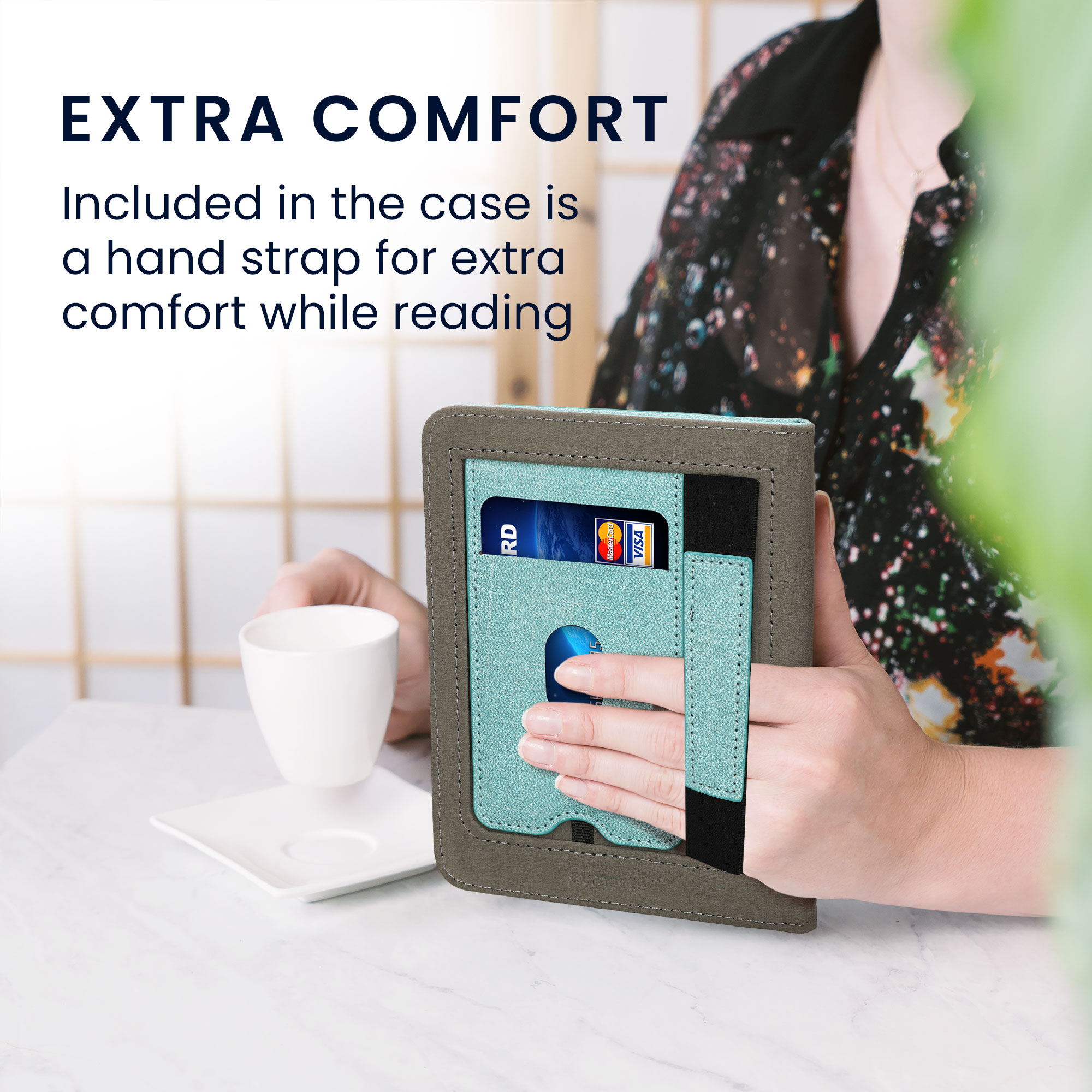 Pouzdro na čtečku kwmobile pro Amazon Kindle (2022/2024) - mátová / tmavě šedá