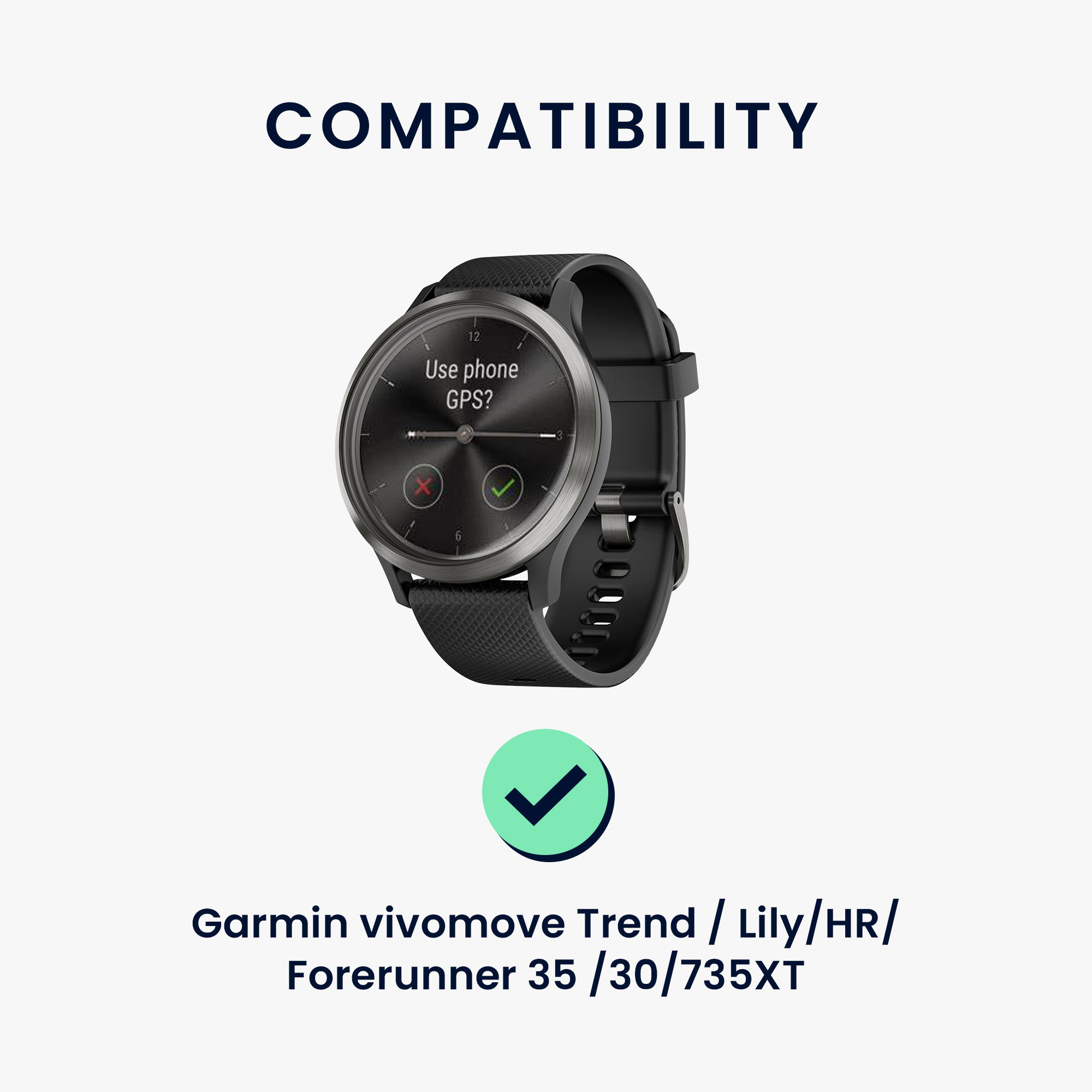 Nabíjecí kabel kwmobile pro Garmin vivomove Trend, Lily, HR, Forerunner 35/30/735XT - černá