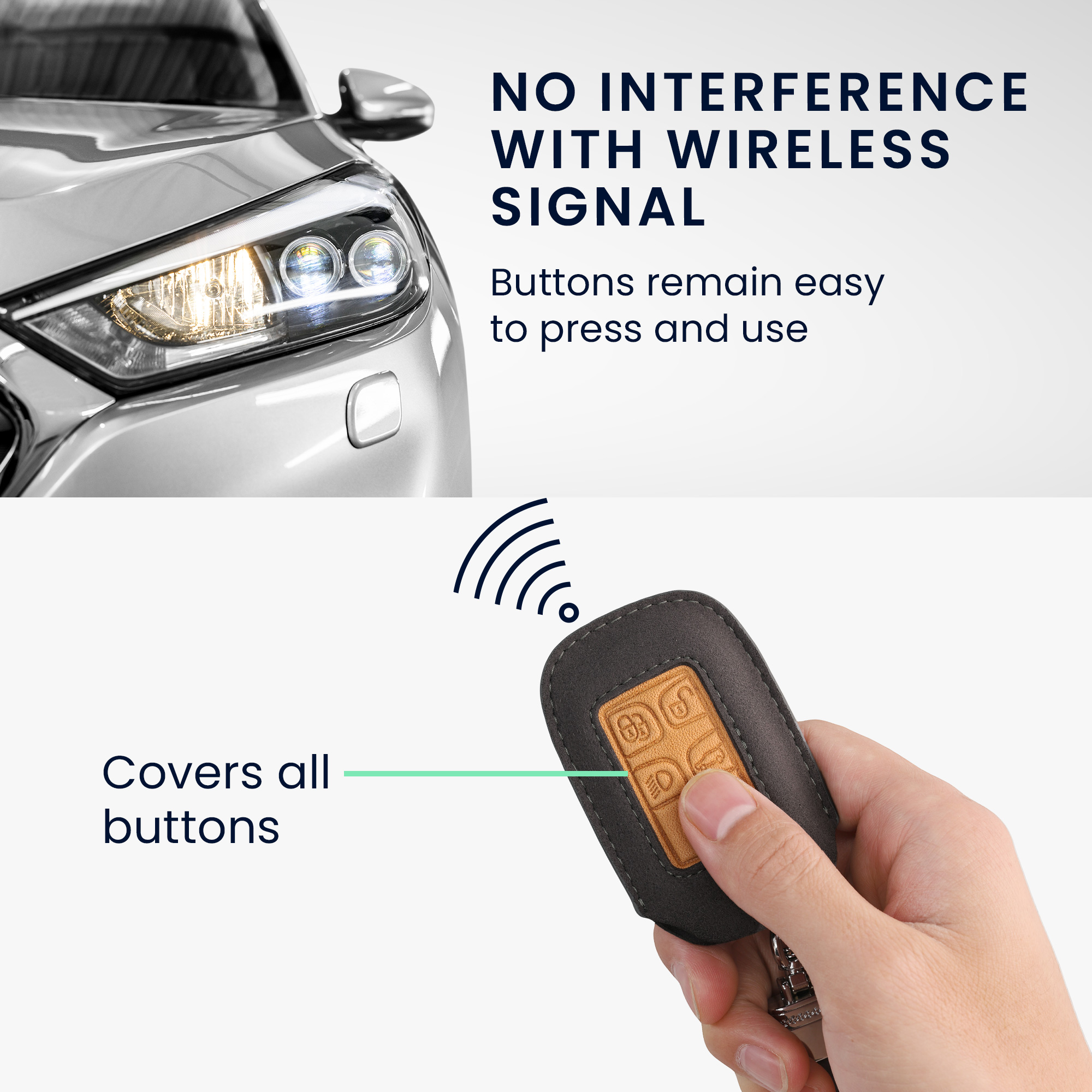 kwmobile pouzdro na klíč Land Rover/Jaguar, šedá / hnědá