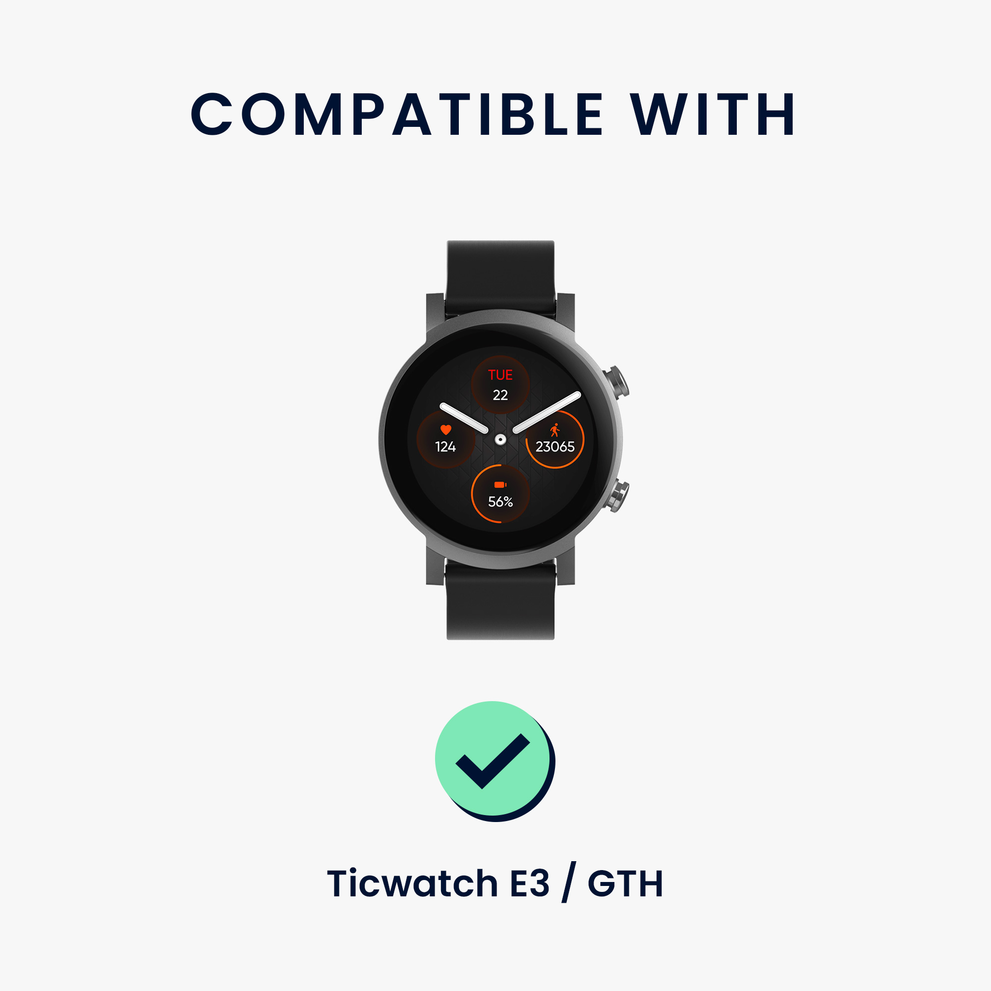 Řemínek na chytré hodinky Ticwatch E3 / GTH 20mm kwmobile - černá