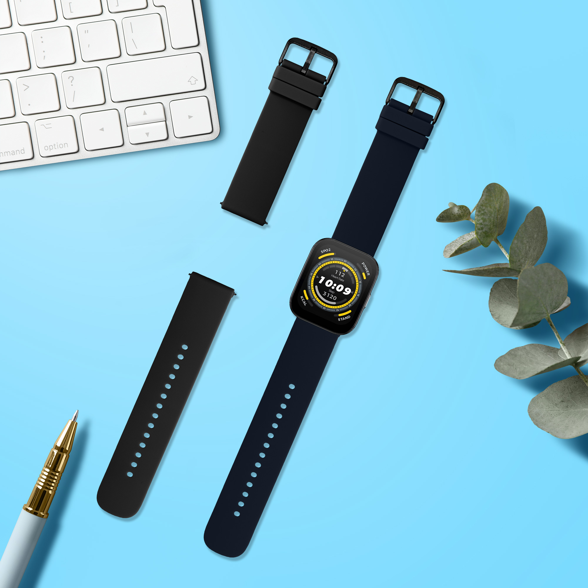 Řemínek Huami 22mm Amazfit Bip 6/Bip 5 Unity/Bip 5/GTS 3/Bal... 22mm kwmobile TPU černý/tmavě modrý