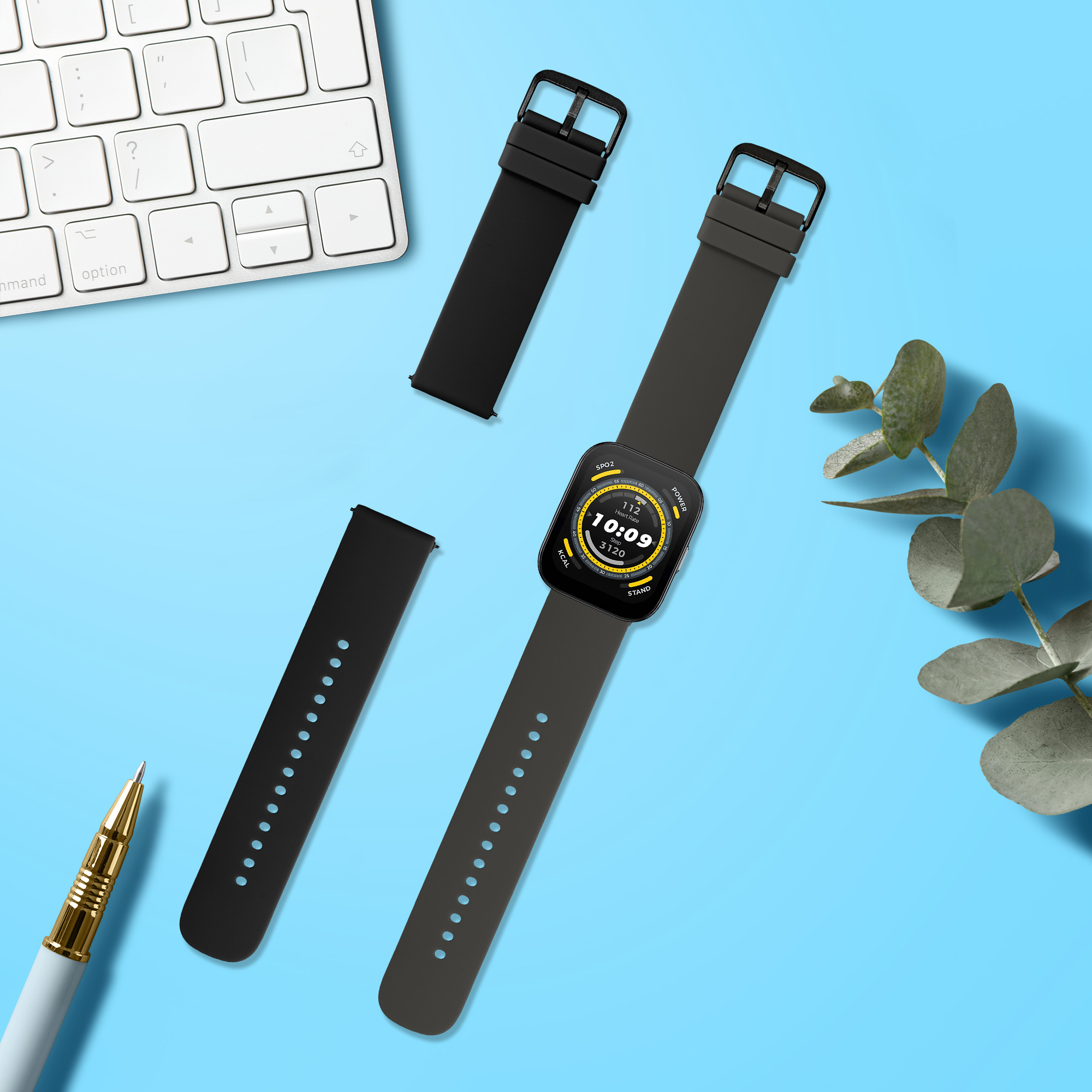 Řemínky pro Huami 22mm Amazfit Bip 6 / Bip 5 Unity / Bip 5 / GTS 3 / Balance 2 / Helio kwmobile silikonové - černá / šedá