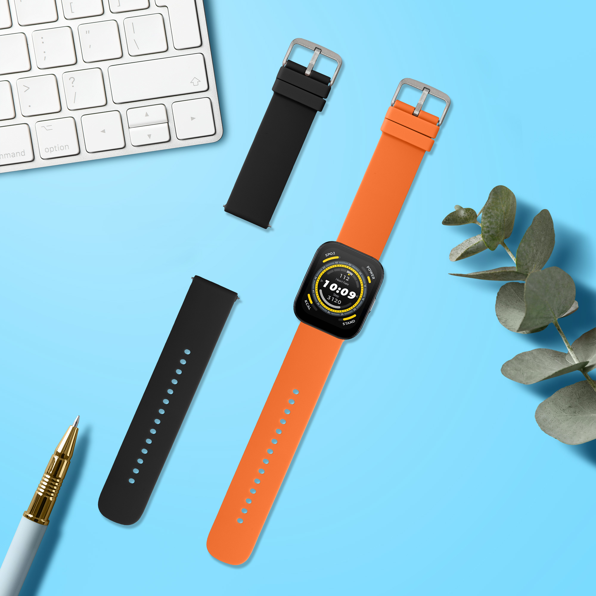 Řemínek Huami 22mm Amazfit Bip 6/Bip 5 Unity/Bip 5/GTS 3/Bal... 22mm kwmobile TPU černý/oranžový