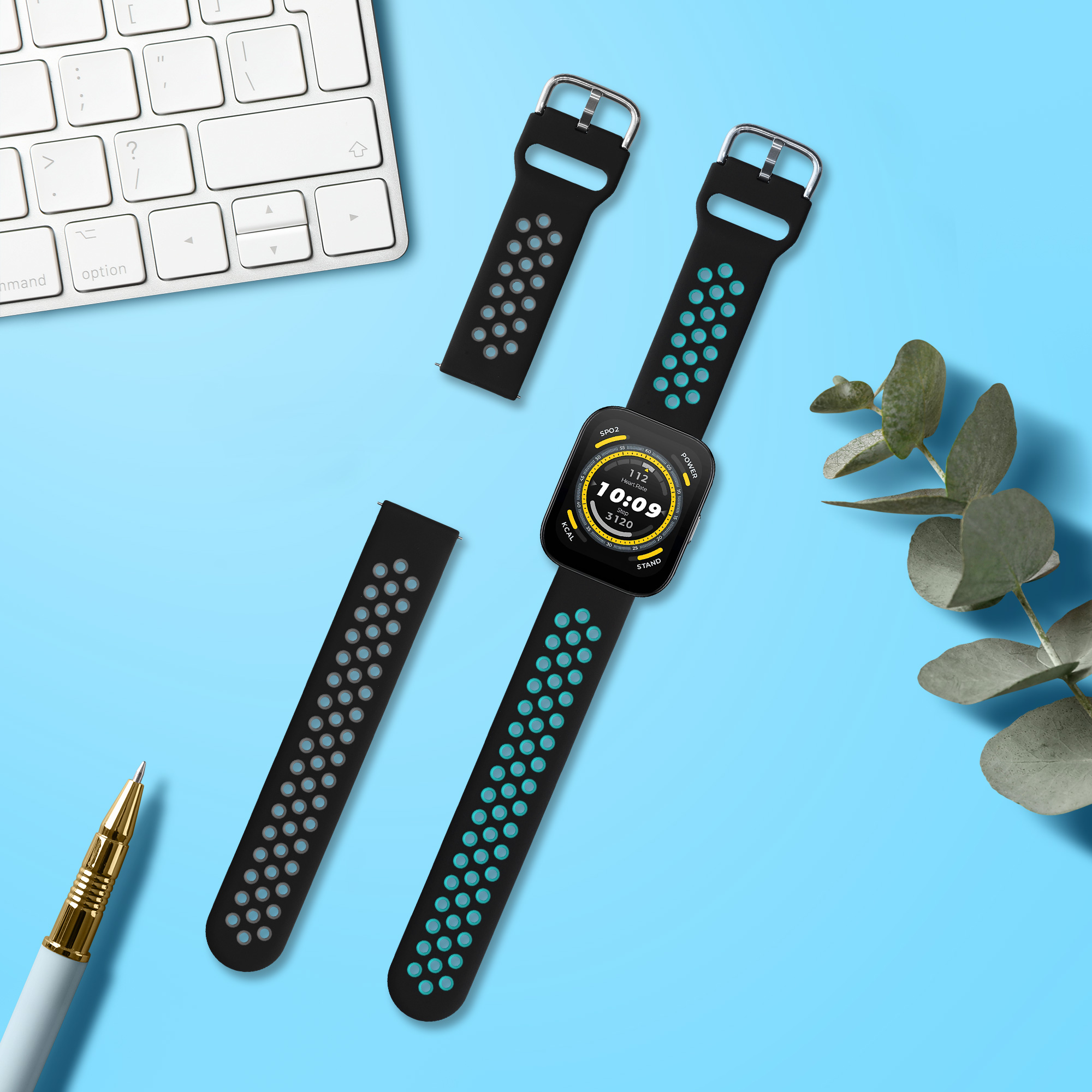Řemínek Huami 22mm Amazfit Bip 6/Bip 5 Unity/Bip 5/GTS 3/Bal... 22mm kwmobile TPU černý/šedý/černý/modrý