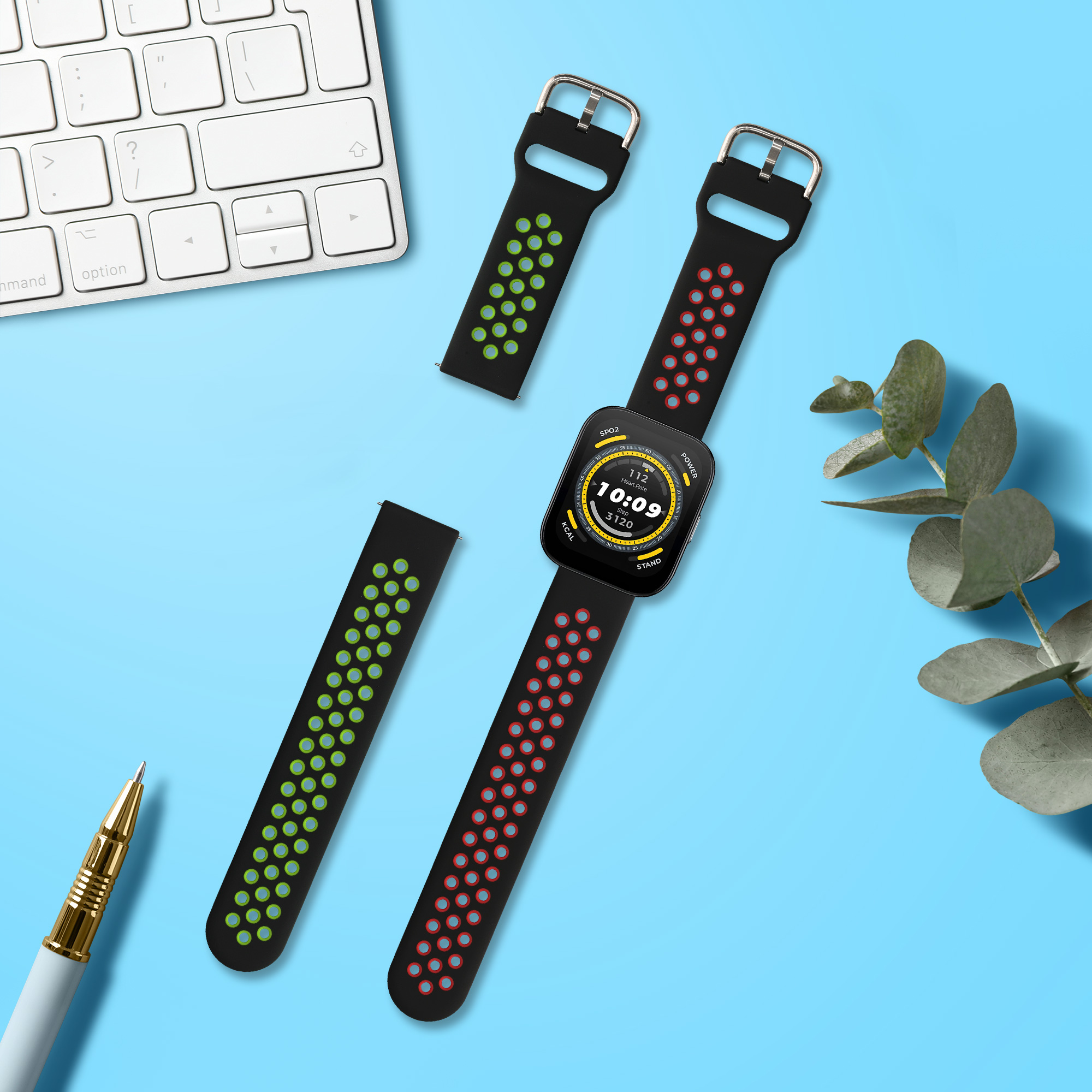 Řemínek Huami 22mm Amazfit Bip 6/Bip 5 Unity/Bip 5/GTS 3/Bal... 22mm kwmobile TPU černý/červený/černý/zelený