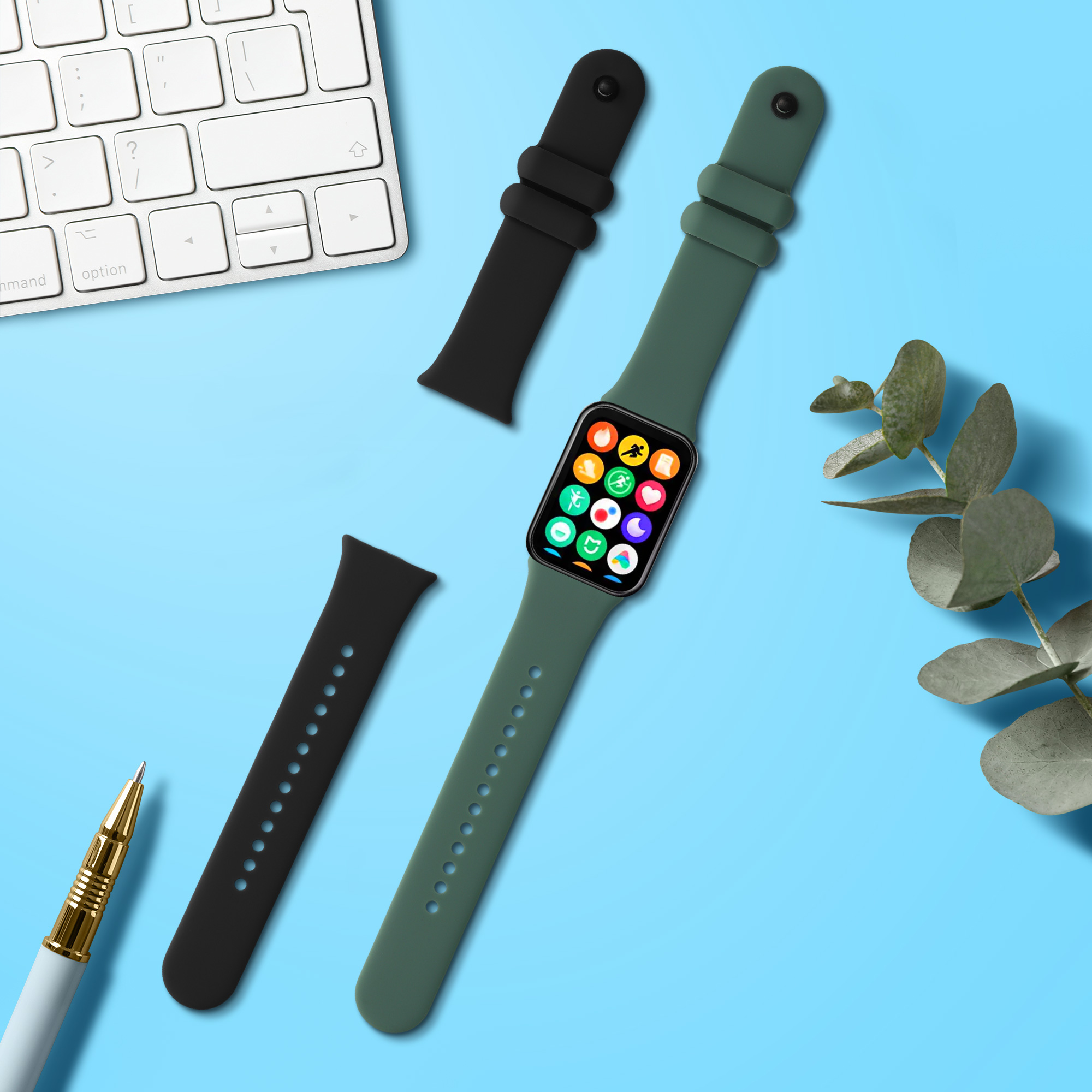 2 ks Řemínek kwmobile Xiaomi Mi, černá / tmavě zelená