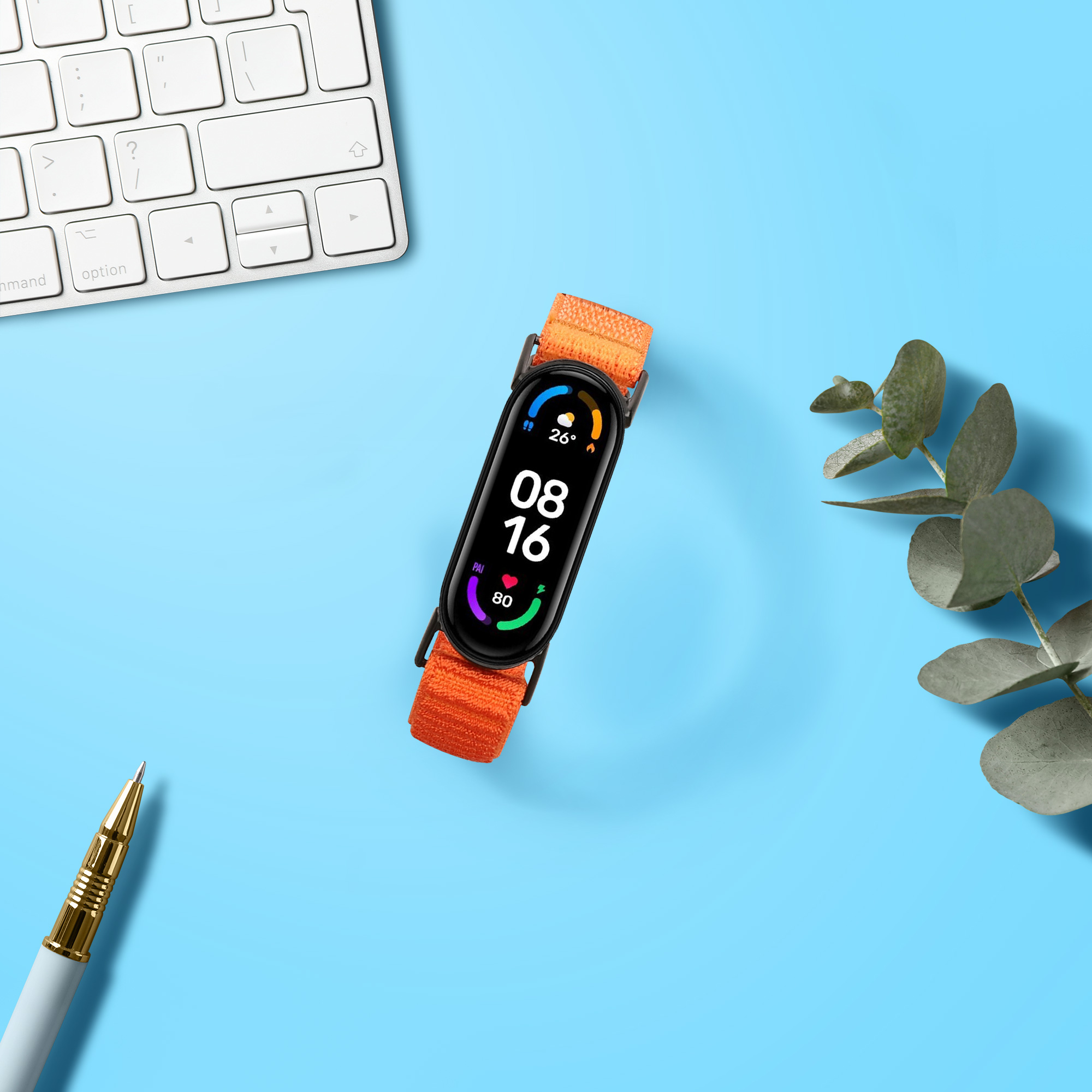 Nylonový pásek pro Xiaomi Mi Band 10 / Mi Band 9 / 8 kwmobile nylonové - oranžová matný