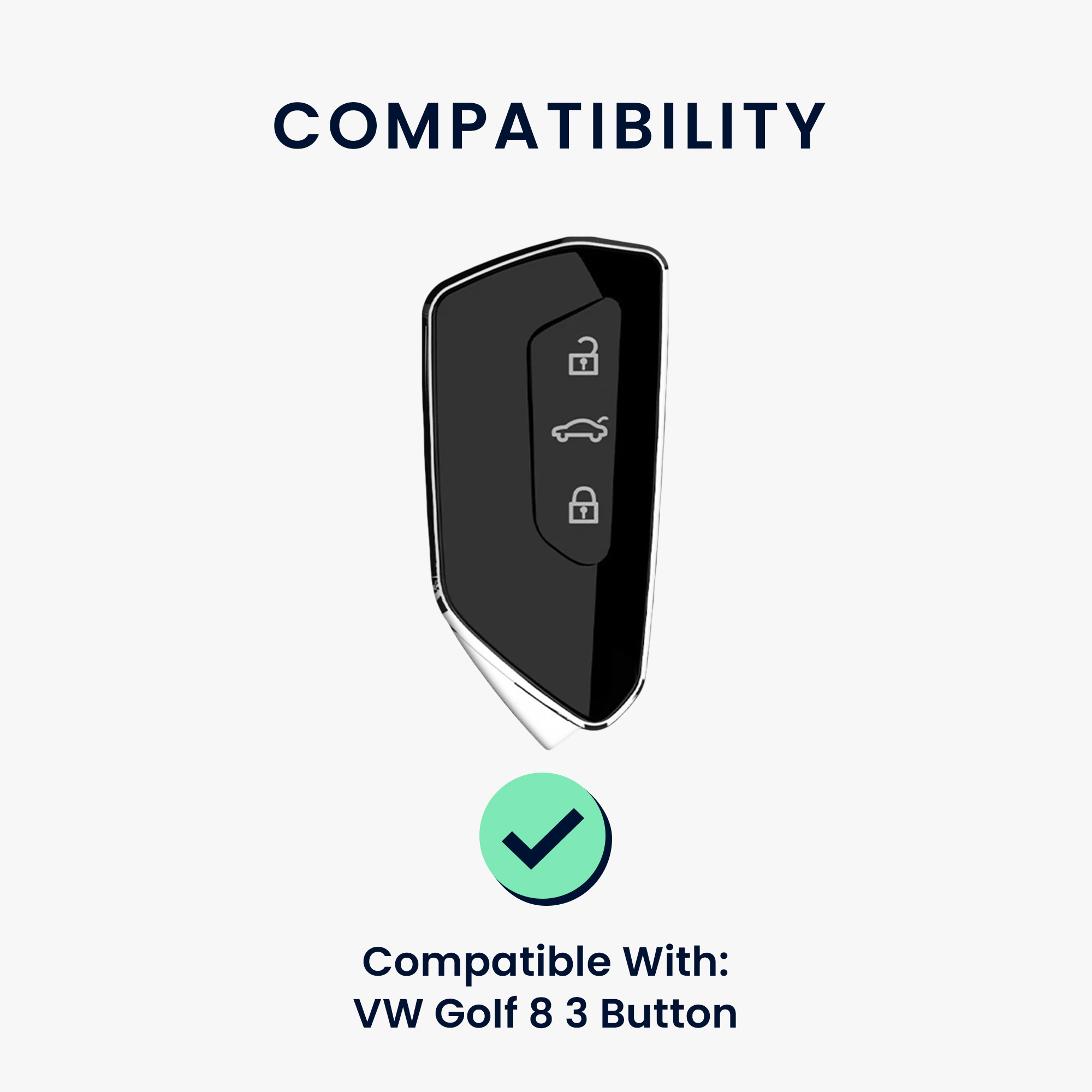 Pouzdro na klíč od auta kwmobile pro VW Golf 8, ID.3/ID.4/ID.5/ID.7, Seat/Škoda/Cupra - tmavě šedá / stříbrná