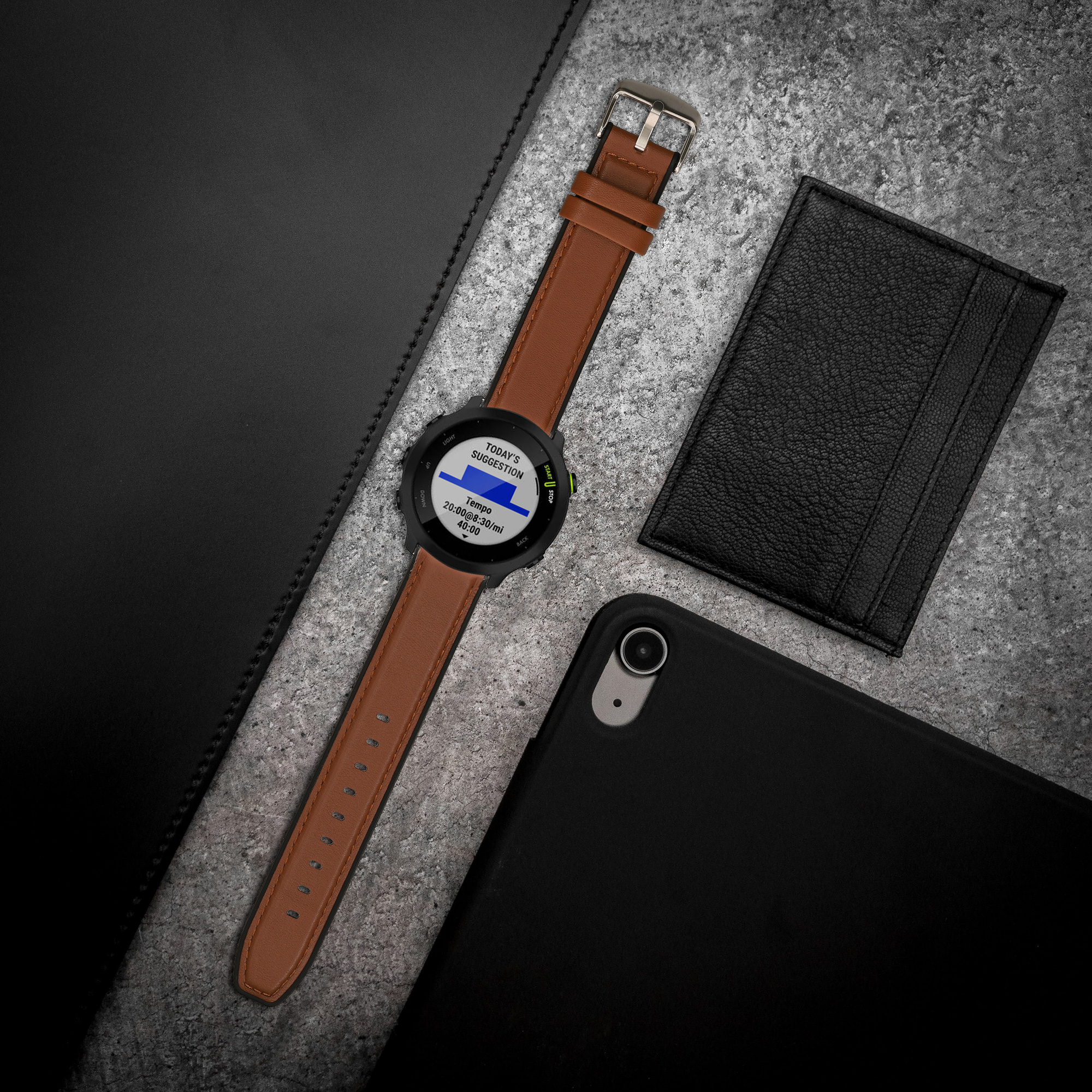 Řemínek Garmin Forerunner 55 / 165 / 2 kwmobile silikon + 1 ks hnědá / čern