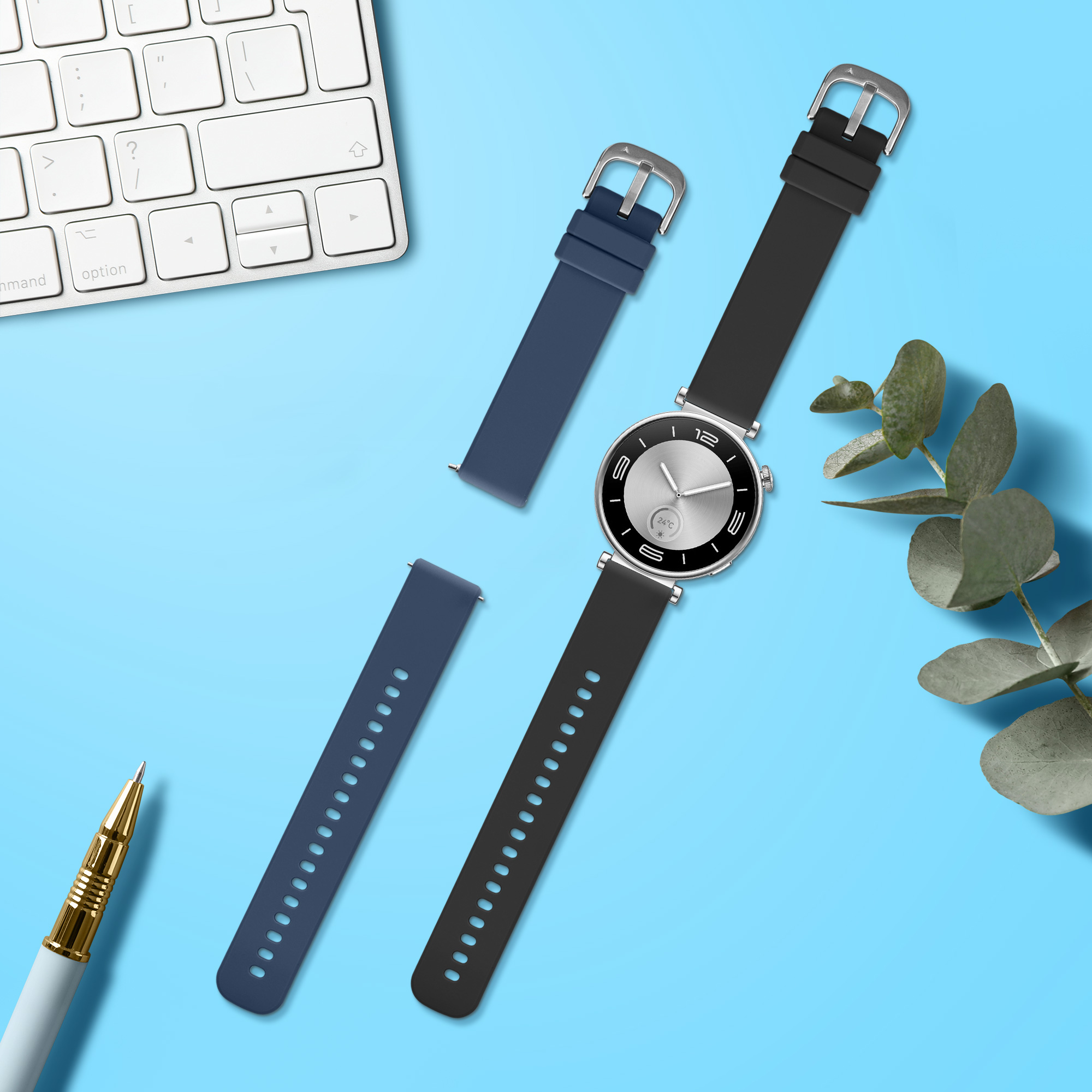 Náhradní řemínky Huawei Watch GT5 41mm sada 2 ks černá/tmavě modrá kwmobile