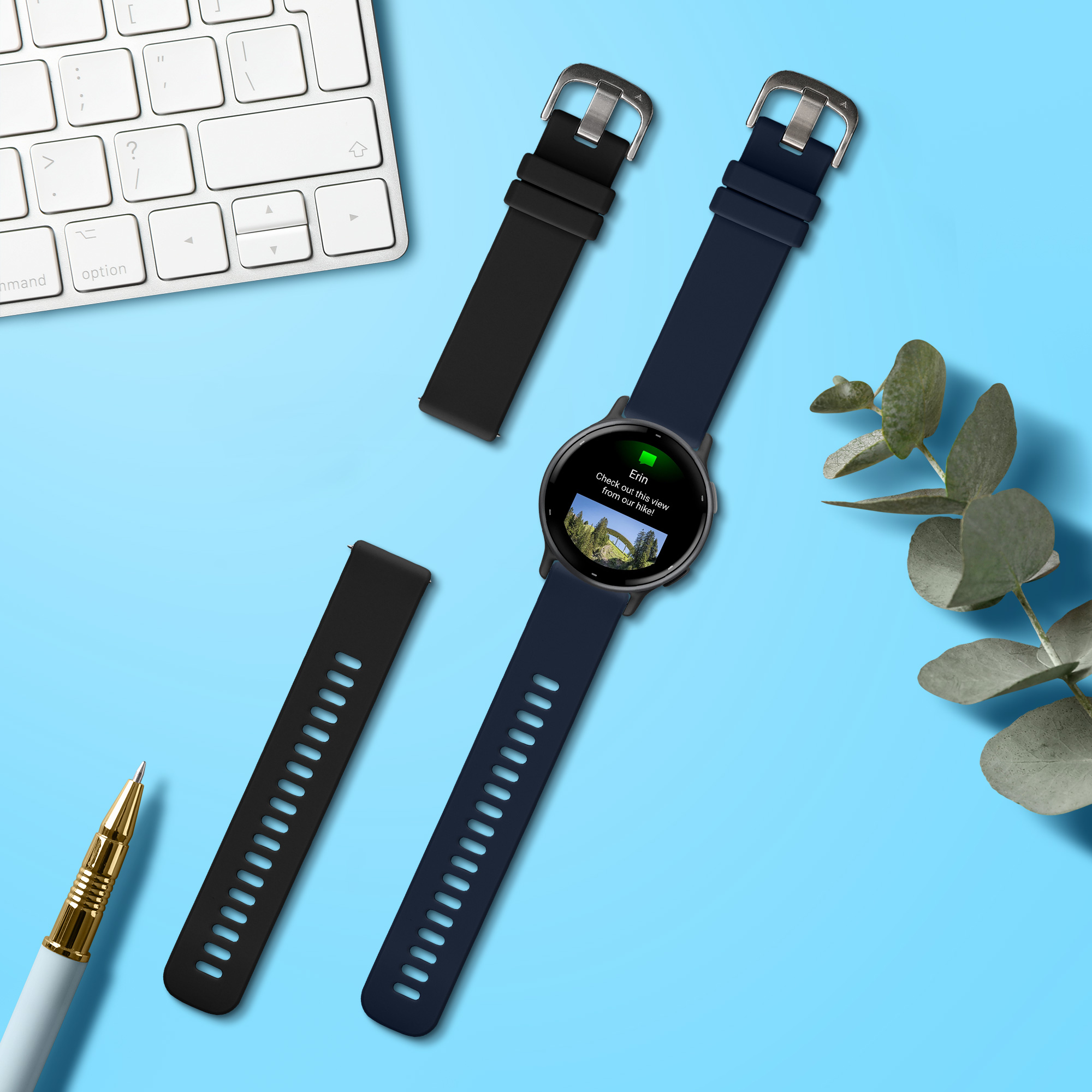 Řemínek kwmobile pro Garmin vivoactive 5 / active 5 - 2 ks, černá / tmavě modrá