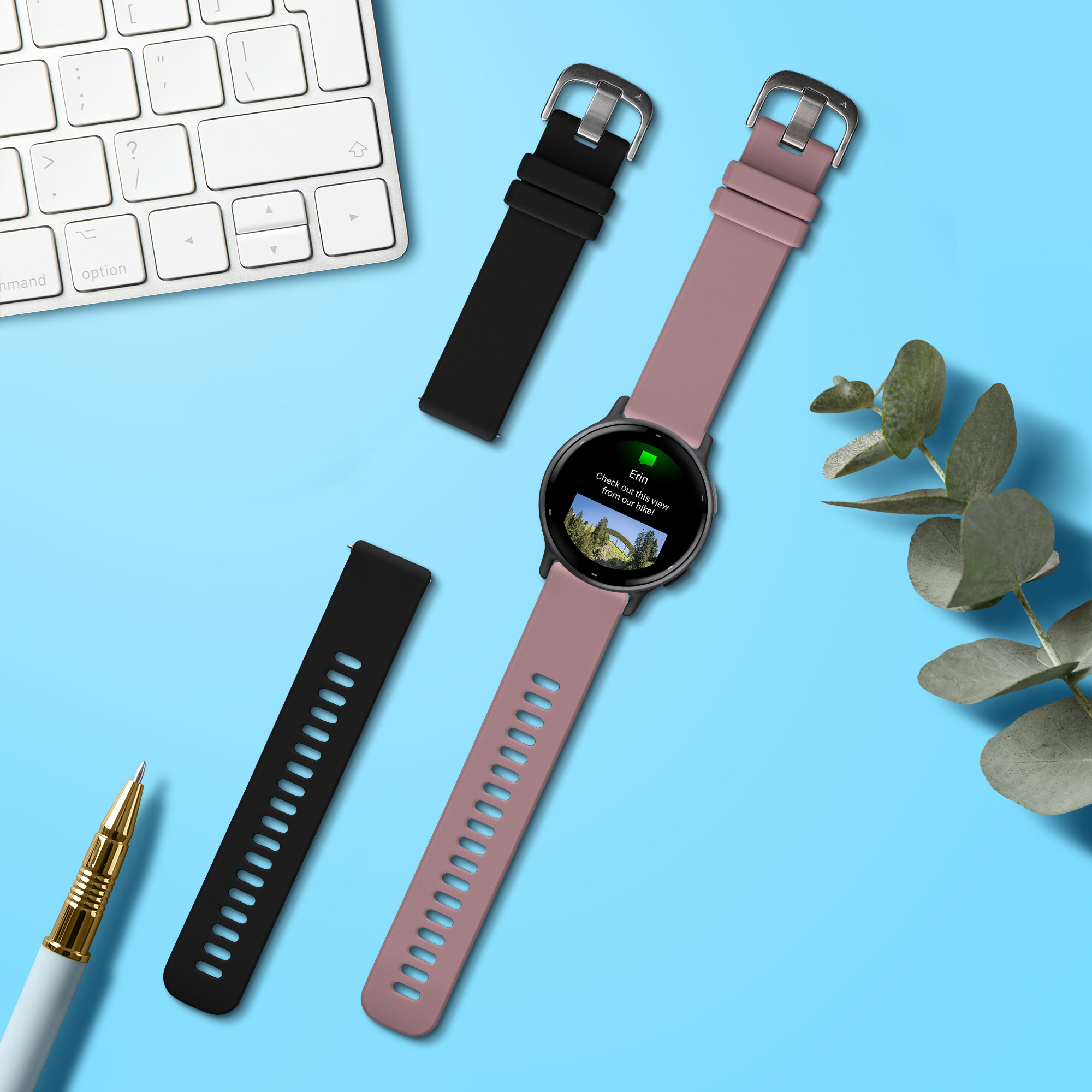 Řemínek kwmobile pro Garmin vivoactive 5 / active 5 - 2 ks, černá / levandulová