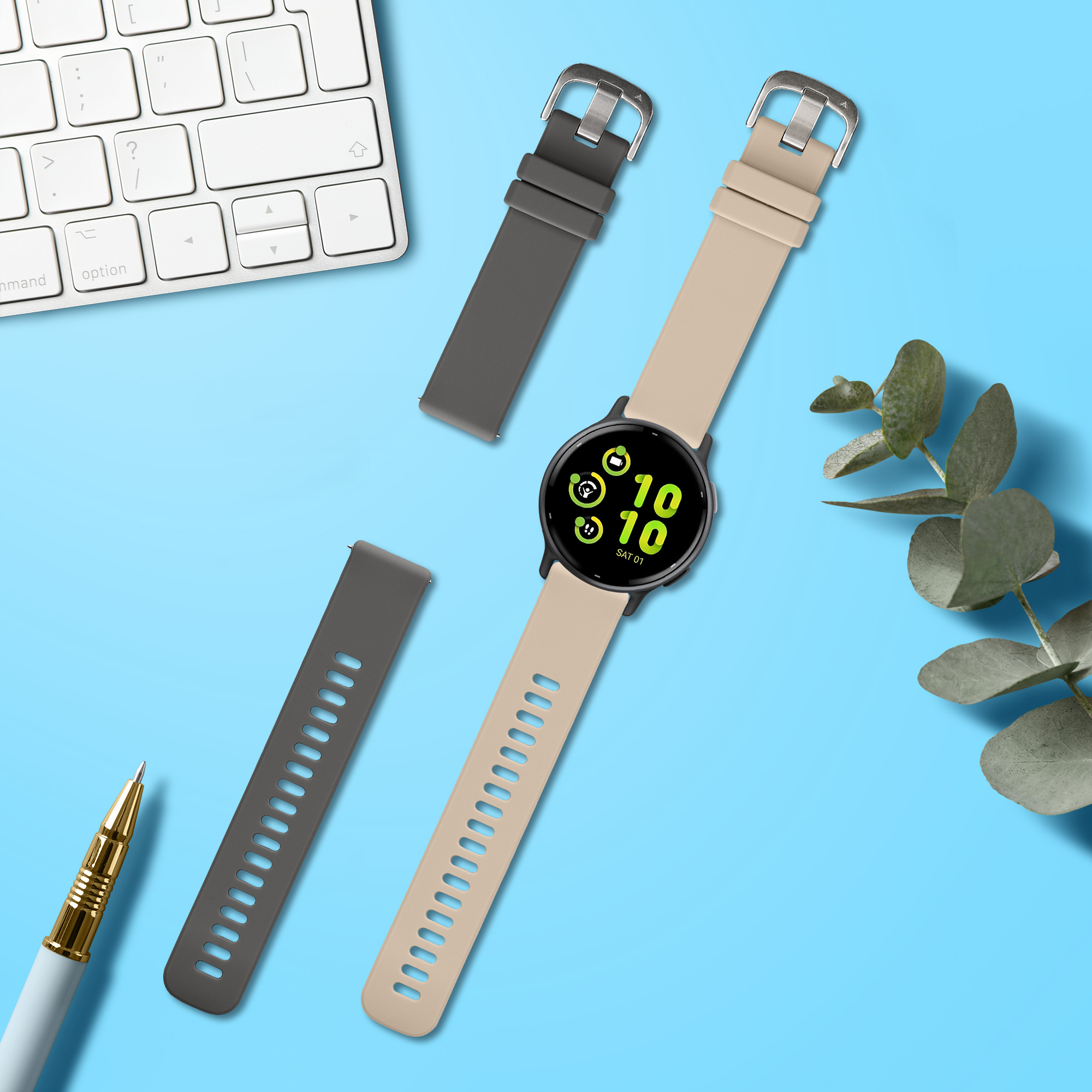 Řemínek kwmobile pro Garmin vivoactive 5 / active 5 - 2 ks, šedá / krémová