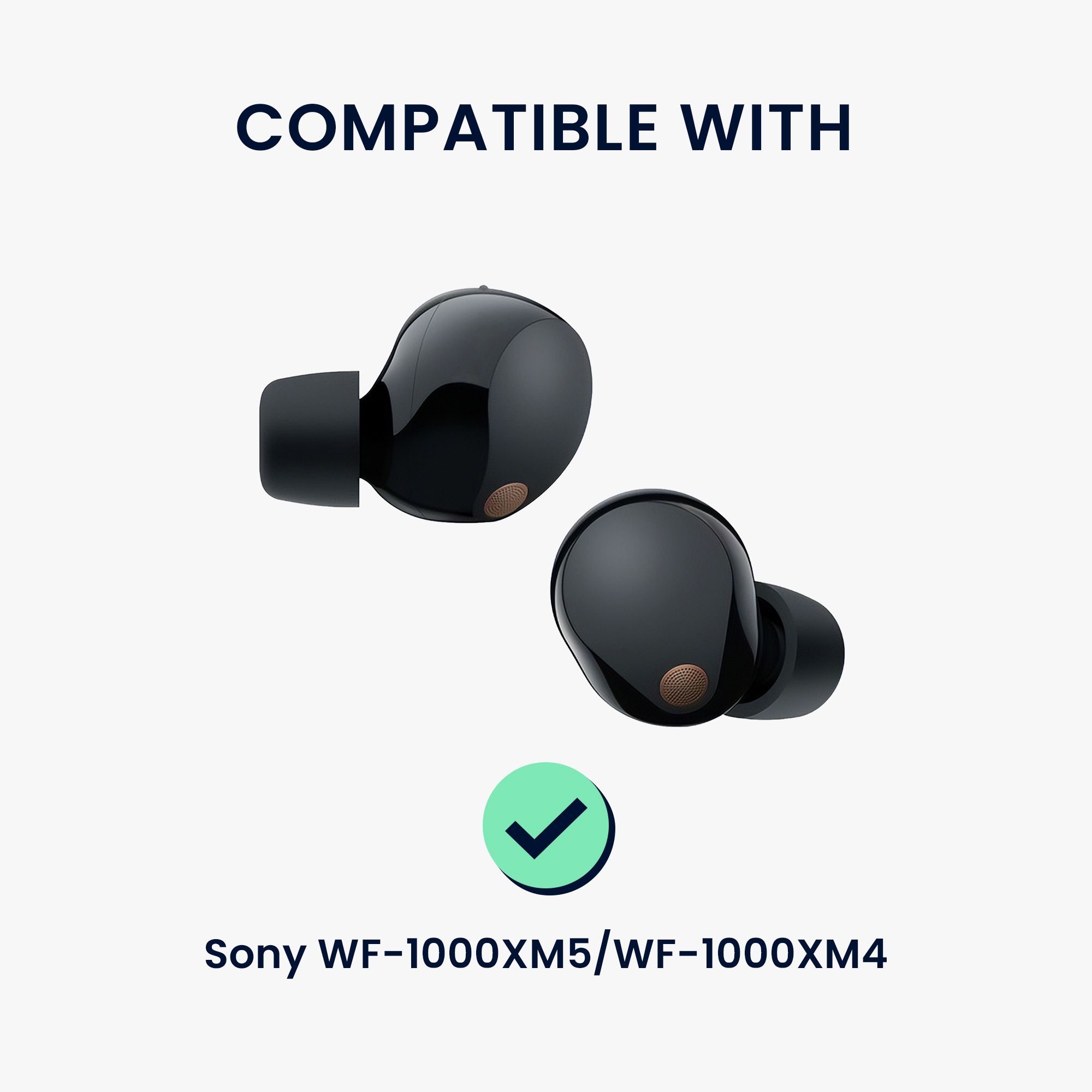 Náhradní špunty kwmobile pro Sony WF-1000XM5 / WF-1000XM4, 4 velikosti, černá, 8 ks