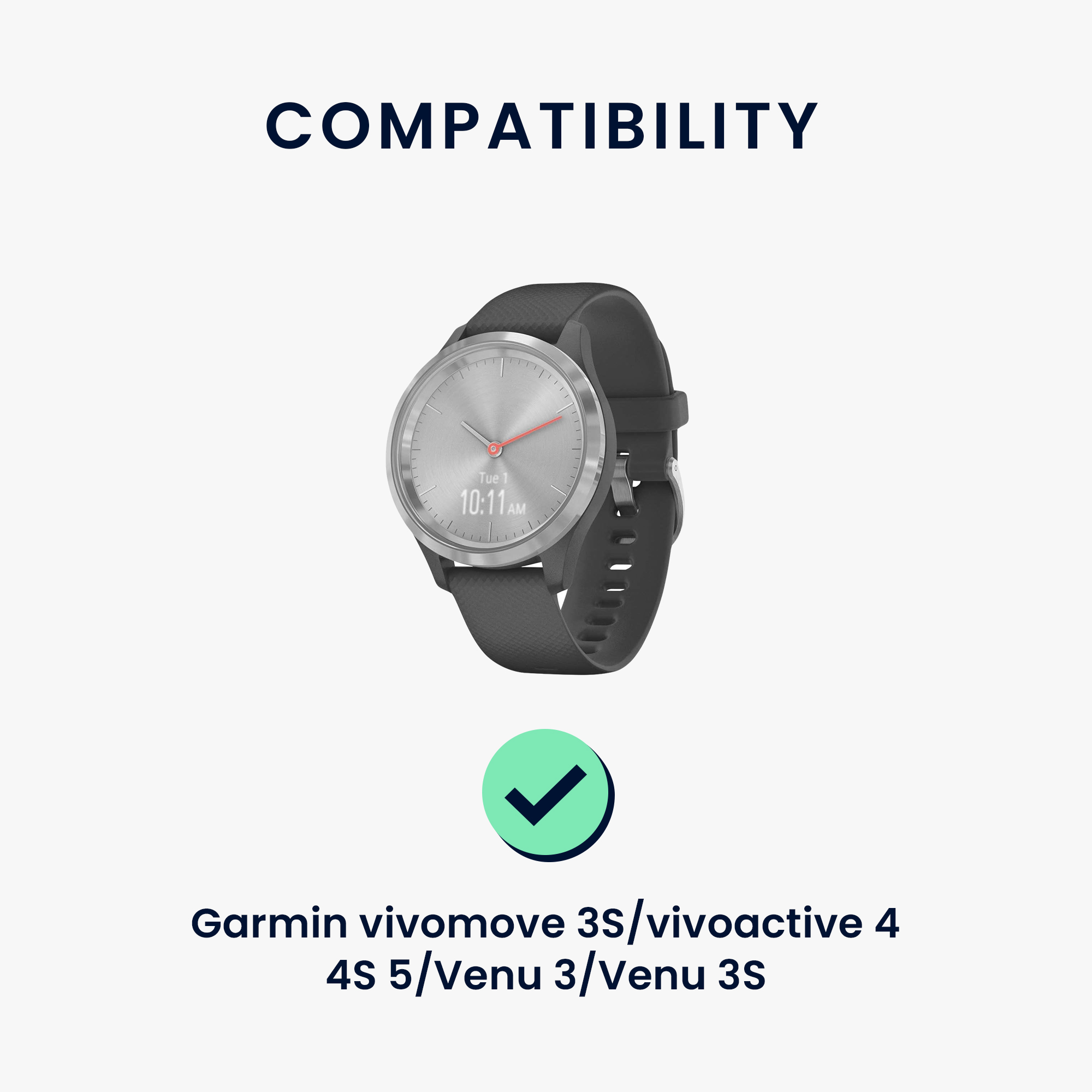 Nabíjecí kabel kwmobile pro Garmin vivomove 3S / vivoactive 4 4S 5 / Venu 3 / Venu 3S - černá