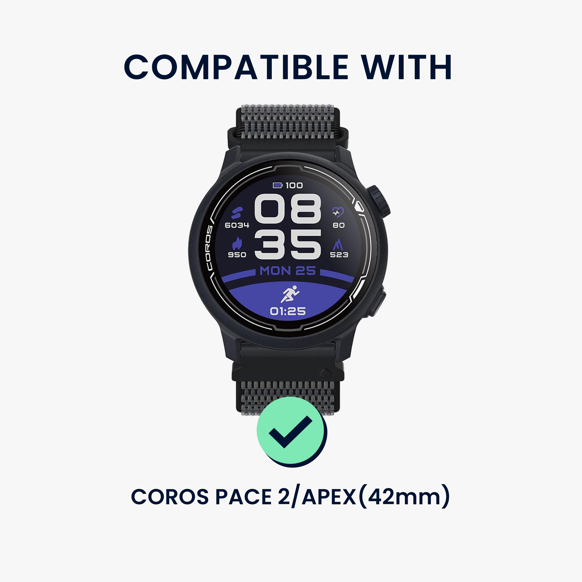 Řemínek k hodinkám COROS PACE 2 / APEX (42mm) Strap kwmobile - černá