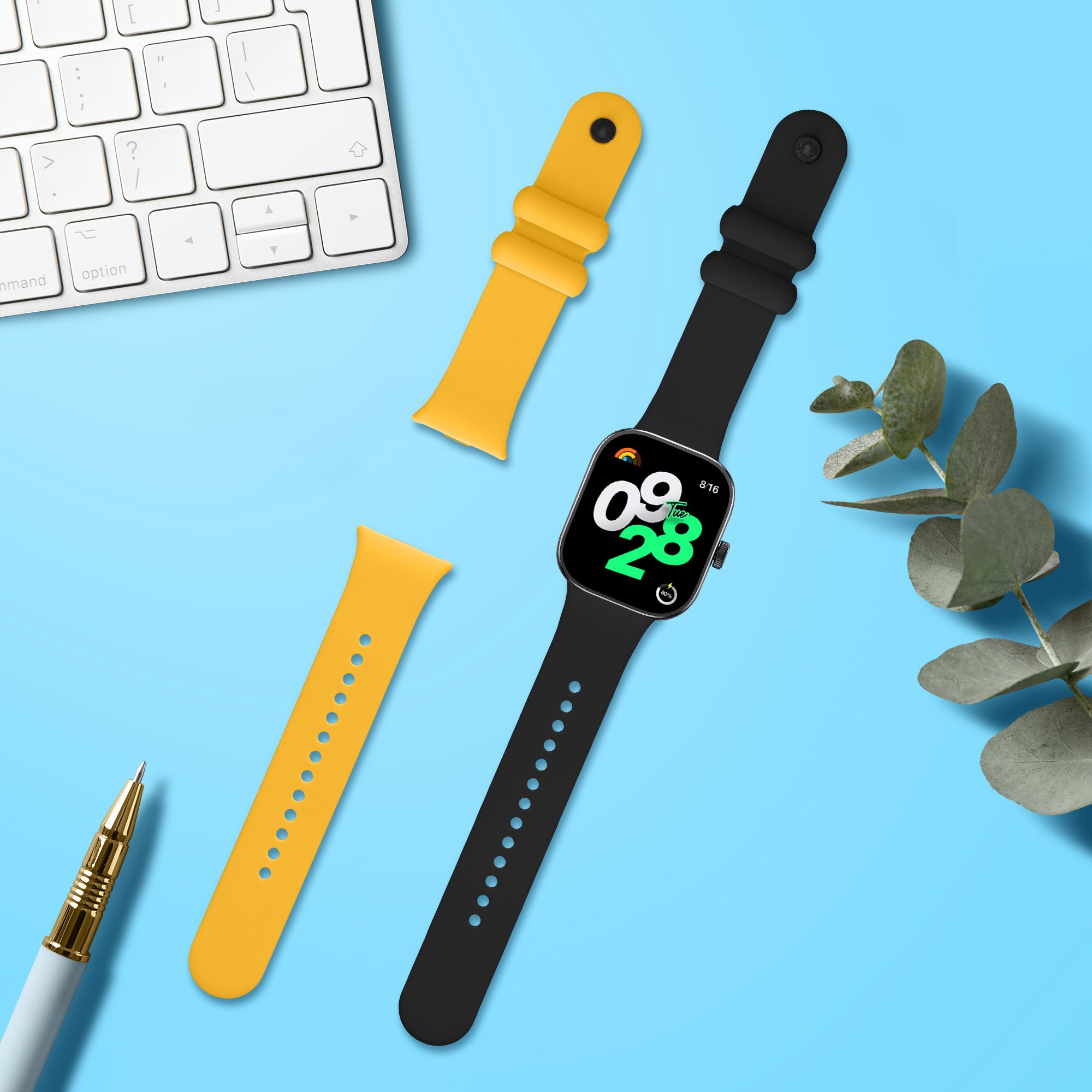 Řemínky pro Xiaomi Redmi Watch 4 / Watch 5 / Watch 5 eSIM kwmobile silikonové - černá / žlutá