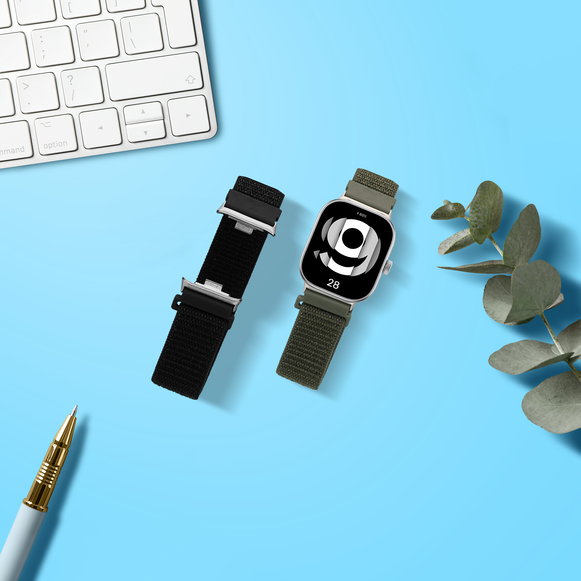kwmobile řemínek k hodinkám Redmi Watch 4 / - černá / tmavě zelená