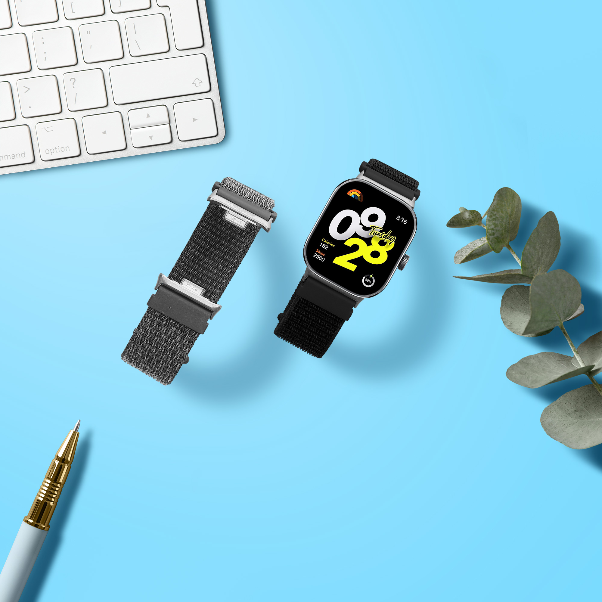 kwmobile řemínek k hodinkám Redmi Watch 4 / - černá / tmavě šedá