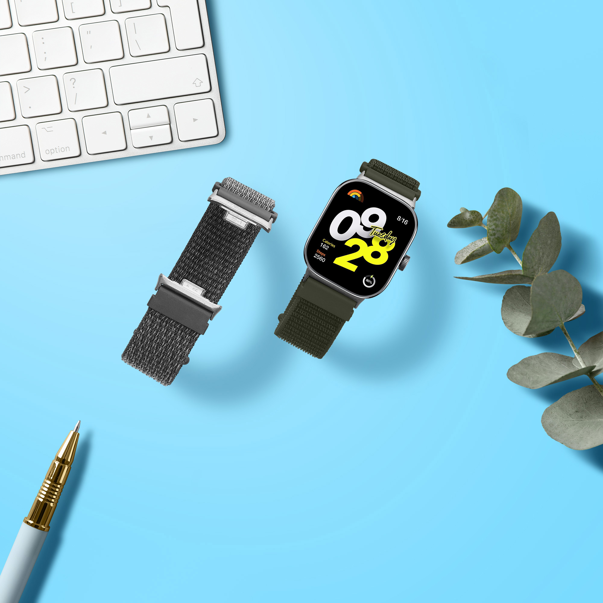 kwmobile řemínek k hodinkám Redmi Watch 4 / - tmavě zelená / tmavě šedá