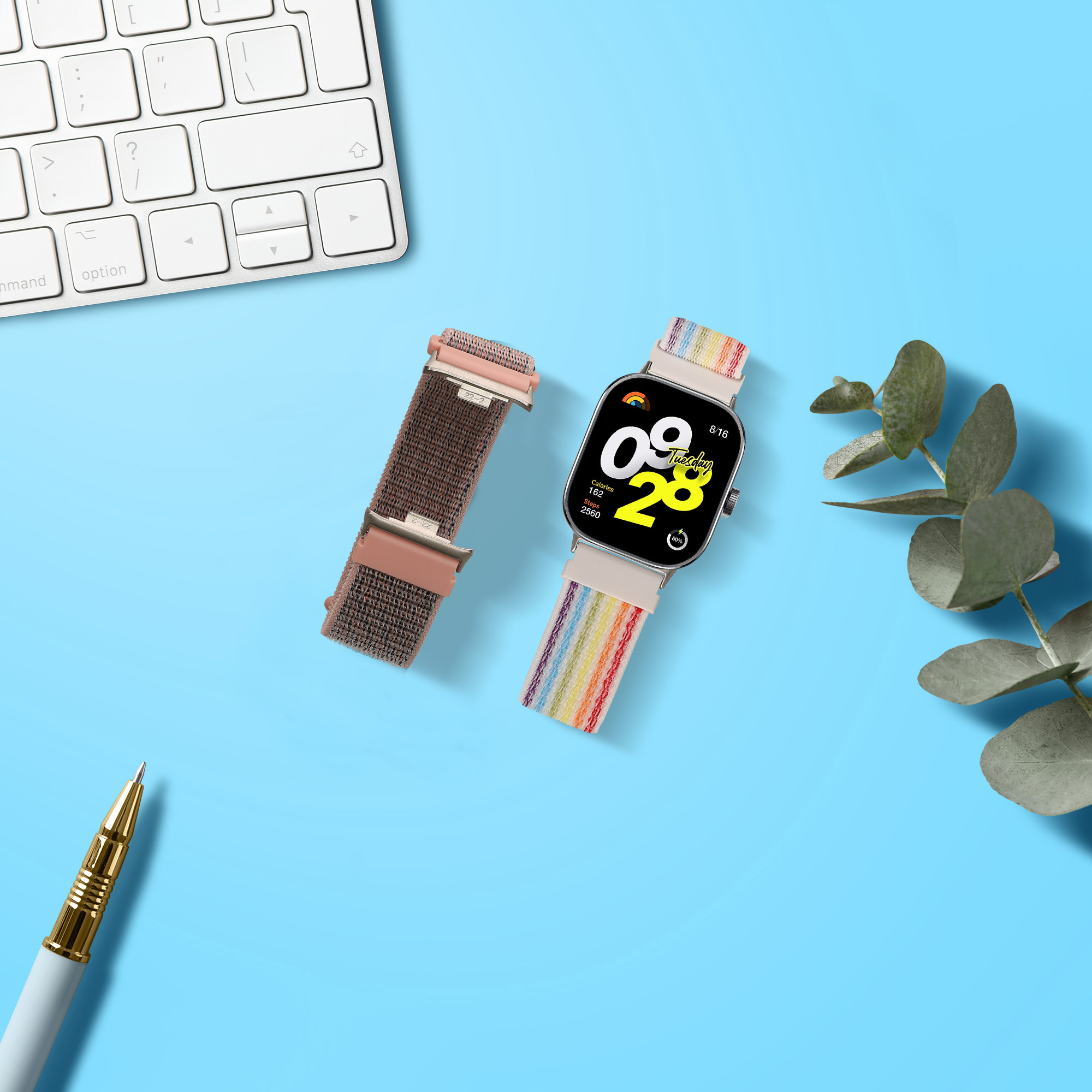 kwmobile řemínek k hodinkám Redmi Watch 4 / - pudrově růžová / vícebarevná