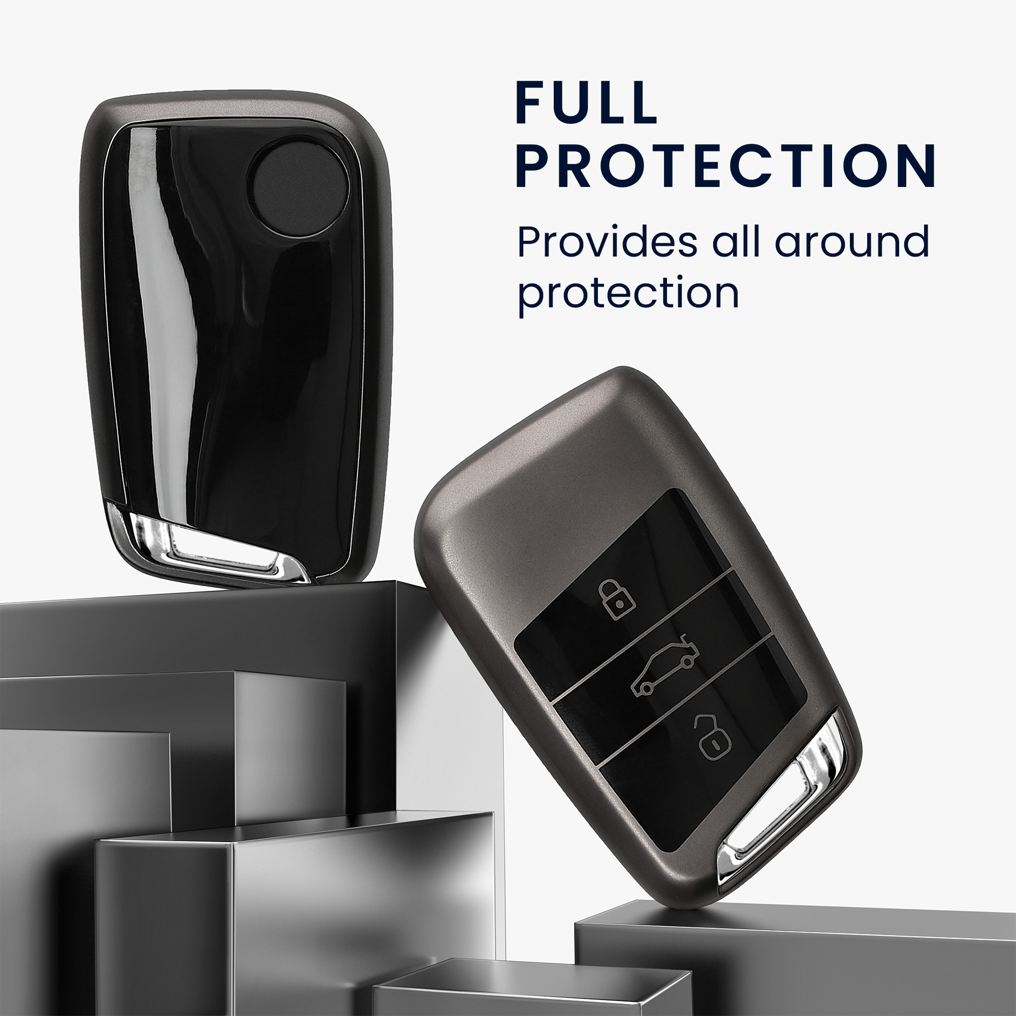 Obal na klíč od auta pro VW klíč se 3 tlačítky (pouze Keyless Go) kwmobile TPU - matná černá / černá
