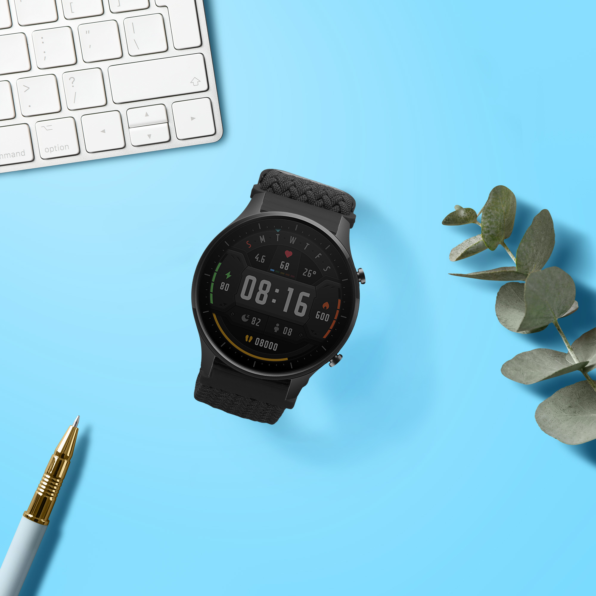 Řemínek na hodinky kwmobile nylonový pro Xiaomi Watch S4/S4 Sport/S3/S2/Watch S1 Active/Redmi Watch 5 Active, černá