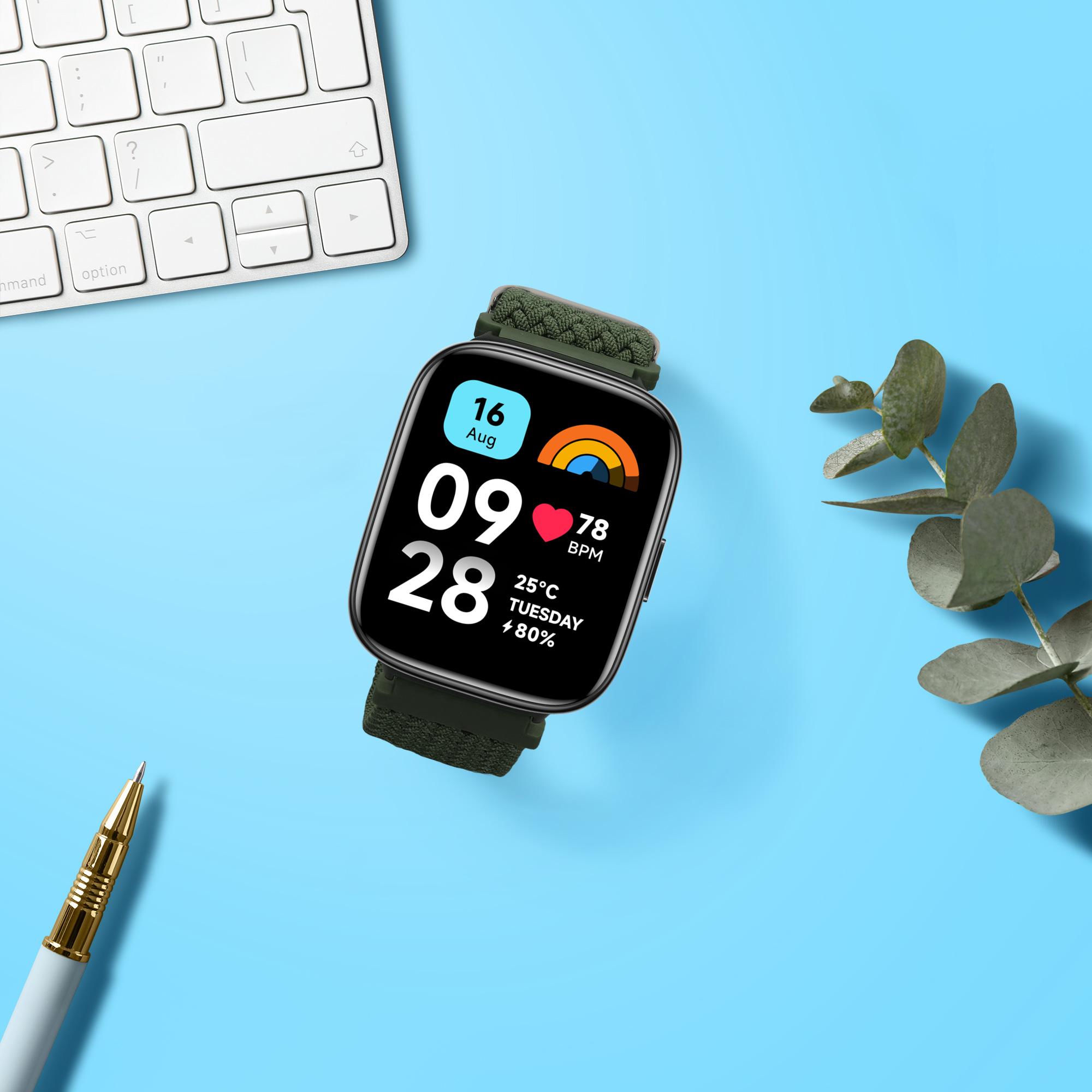 kwmobile řemínek k hodinkám Redmi Watch 3 Active - tmavě zelená
