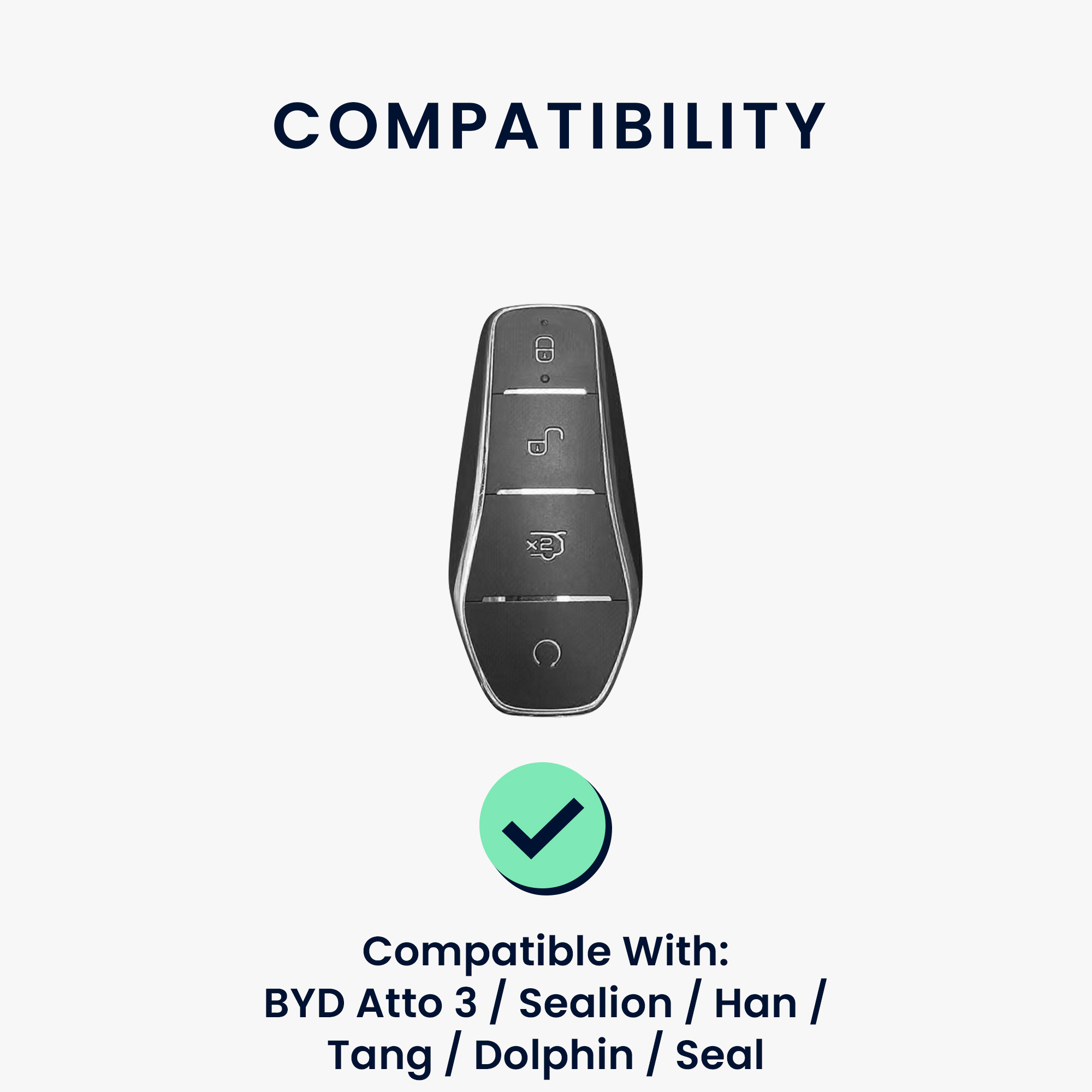 Obal na klíč od auta pro BYD Atto 3 / Sealion / Han / Tang / Dolphin / Seal kwmobile TPU - tmavě šedá / stříbrná