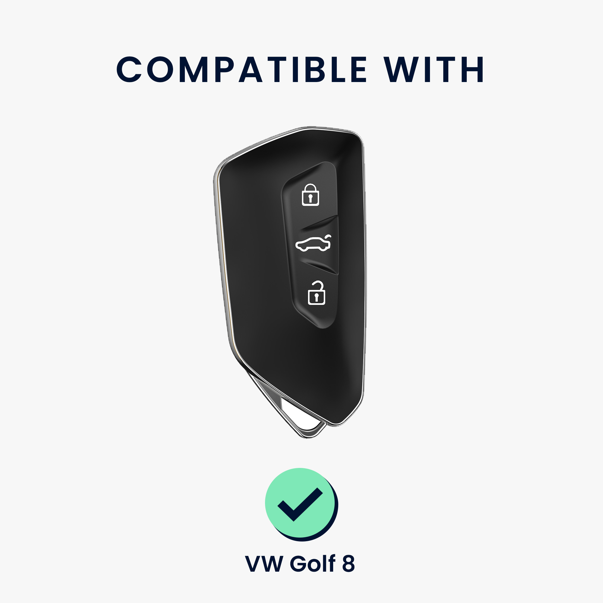 Pouzdro na klíč od auta kwmobile pro VW Golf 8, ID.3/ID.4/ID.5/ID.7, Seat/Škoda/Cupra - zelená / transparentní