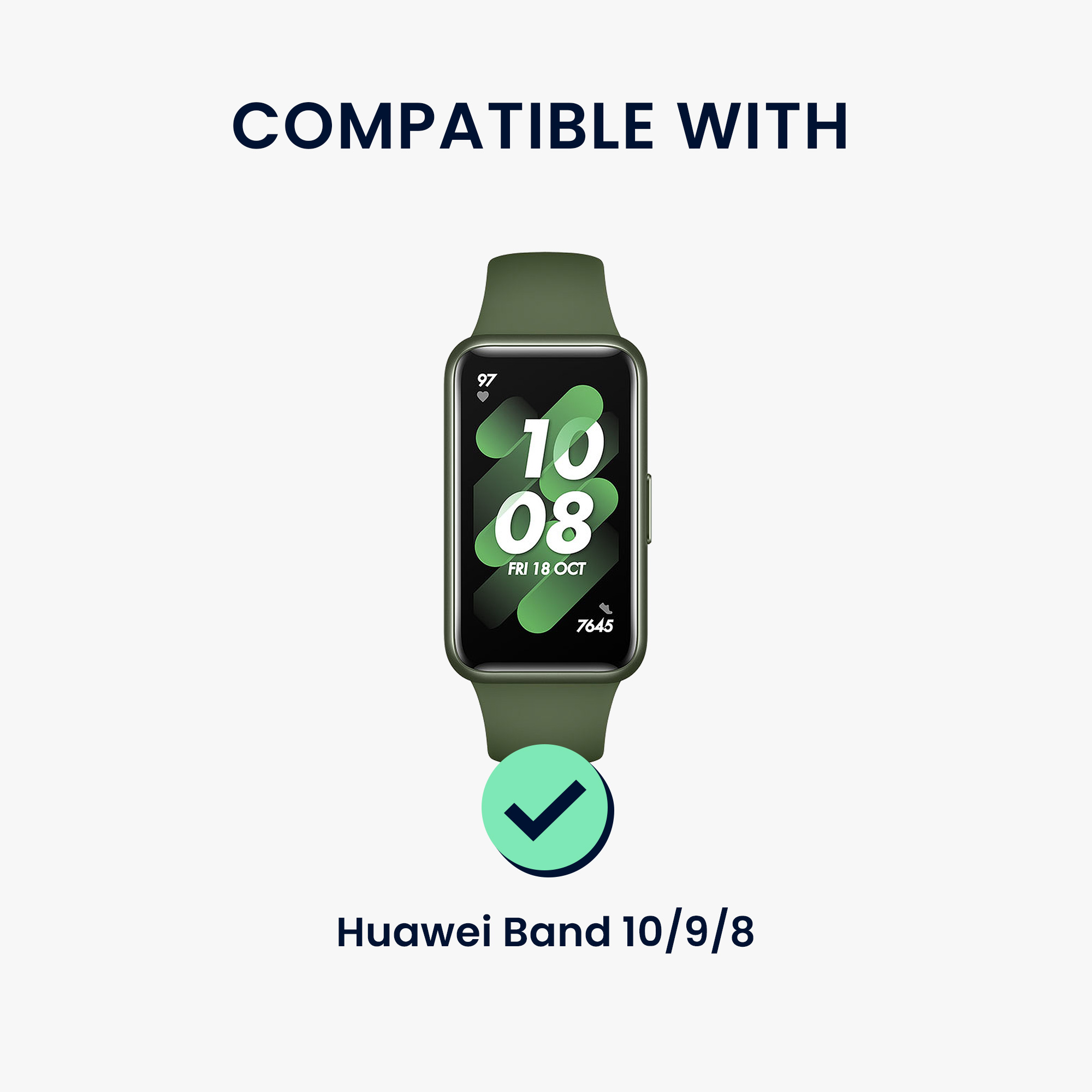 Kožený řemínek na chytré hodinky Huawei Band 10 / 9 / 8 tmavě zelené