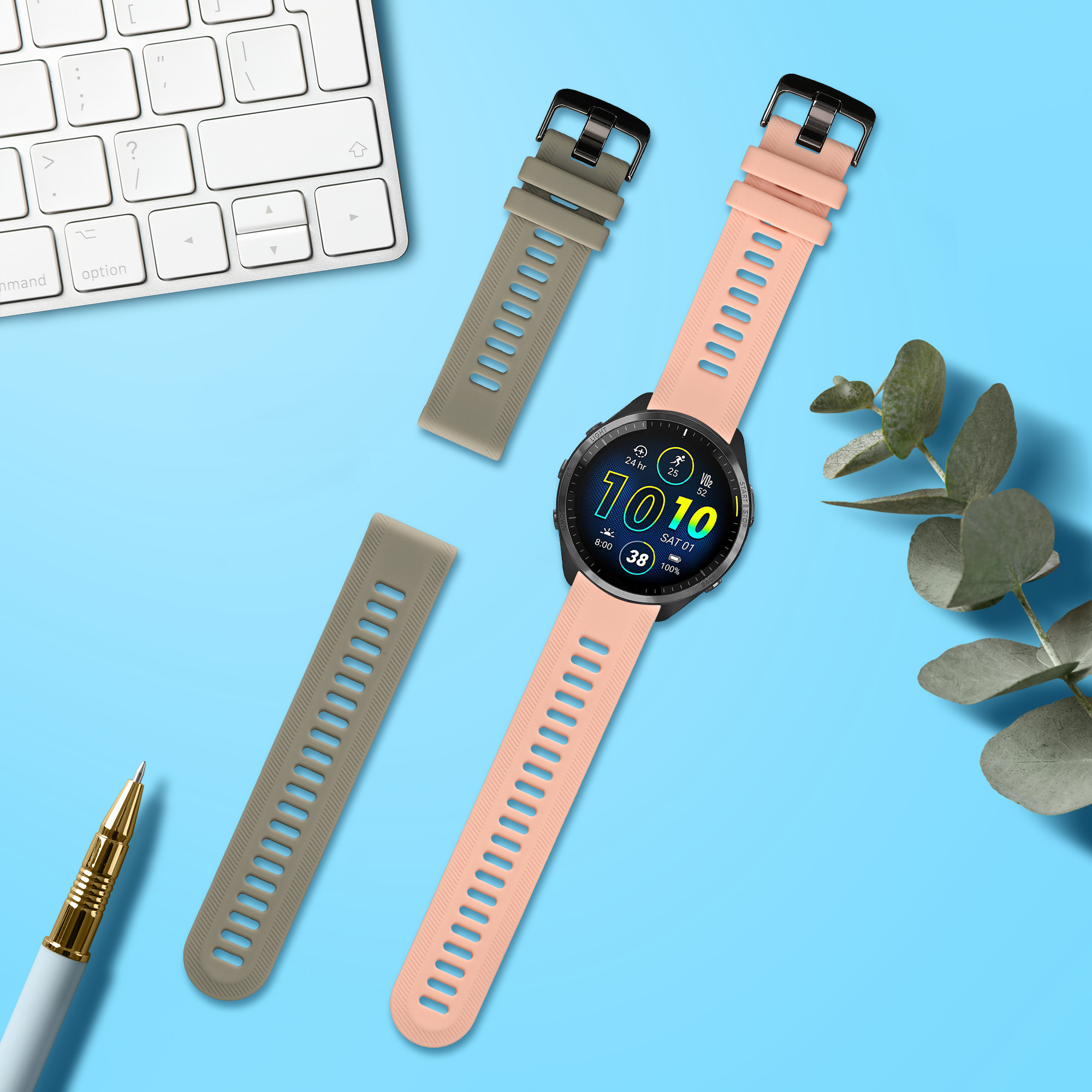 Řemínek Garmin Forerunner 965 / 965 So kwmobile silikon 2 ks šedá / tmavě