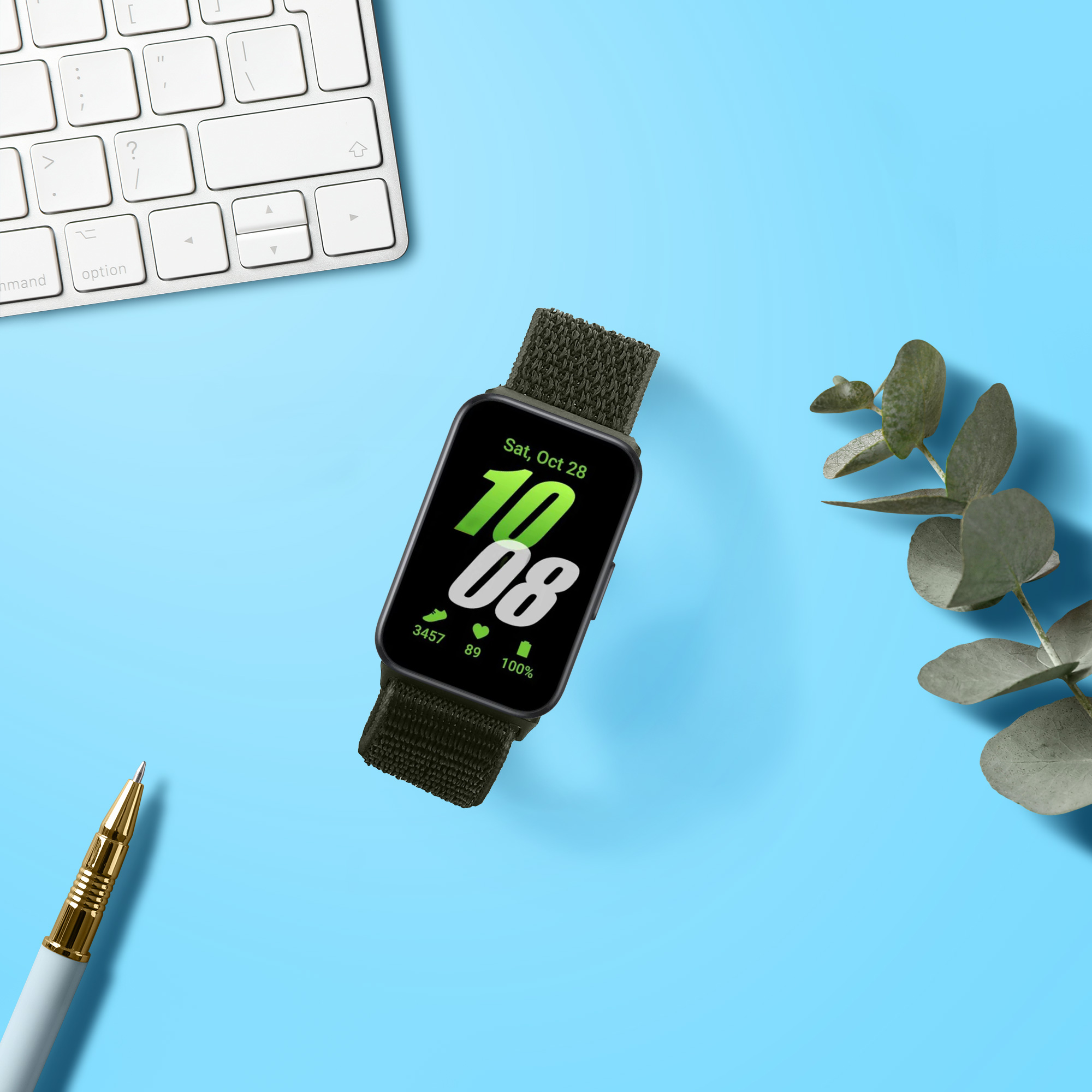 Nylonový pásek pro Samsung Galaxy Fit 3 kwmobile nylonové - tmavě zelená