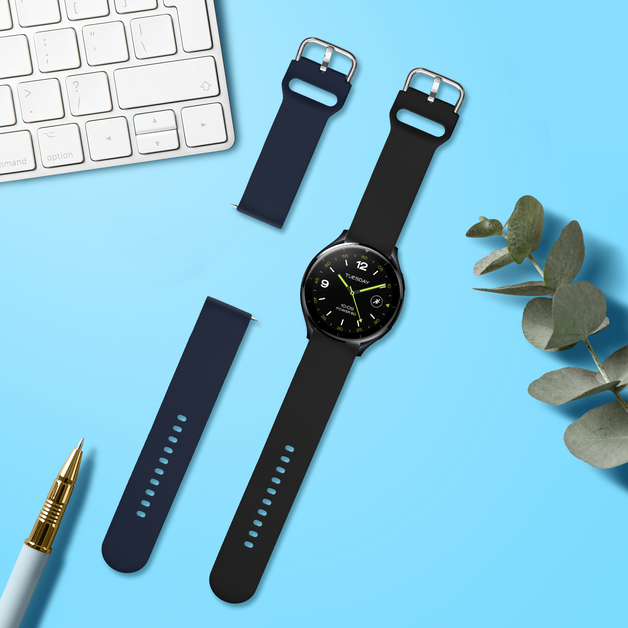 Řemínek kwmobile pro Xiaomi Watch 2 / OPPO Watch X / Oneplus 2 - 2 ks - černá / tmavě modrá