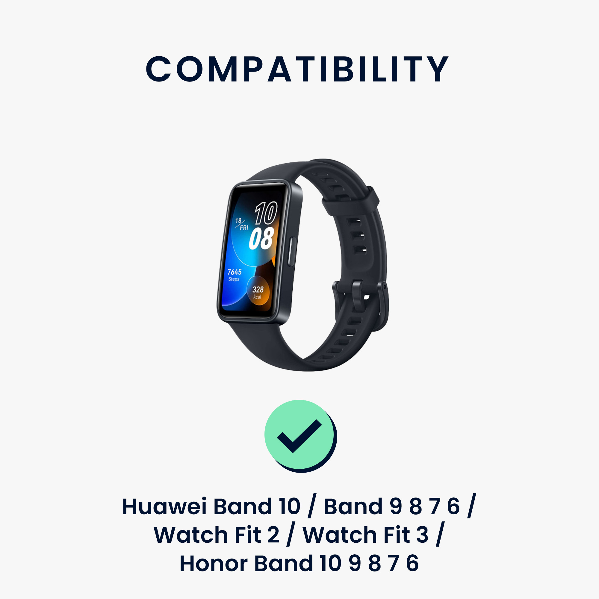 USB-C nabíjecí kabel pro Huawei Band 10 / Band 9 / 8 / 7 / 6 / Watch Fit 2 / Watch Fit 3 / Honor Band 10 / 9 / 8 / 7 / 6 kwmobile - černá