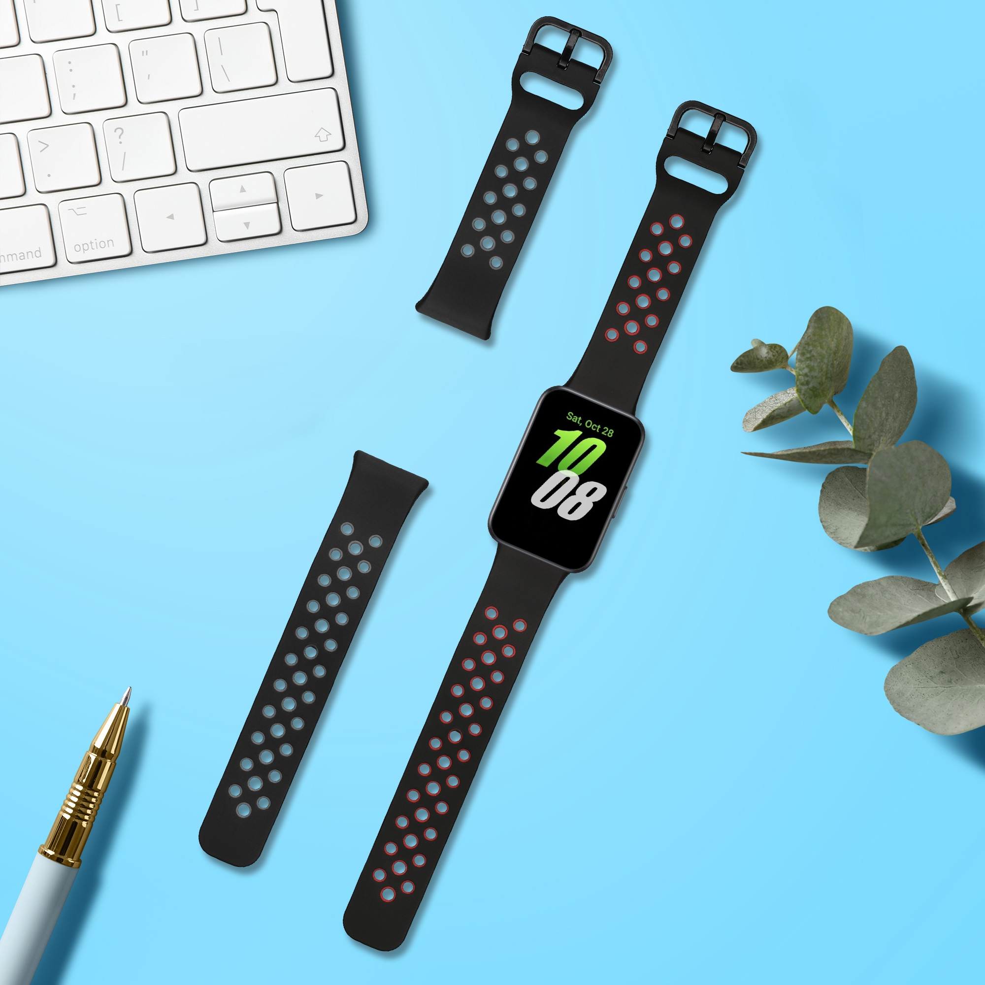 Řemínky pro Samsung Galaxy Fit 3 kwmobile silikonové - černá / červená / černá / šedá