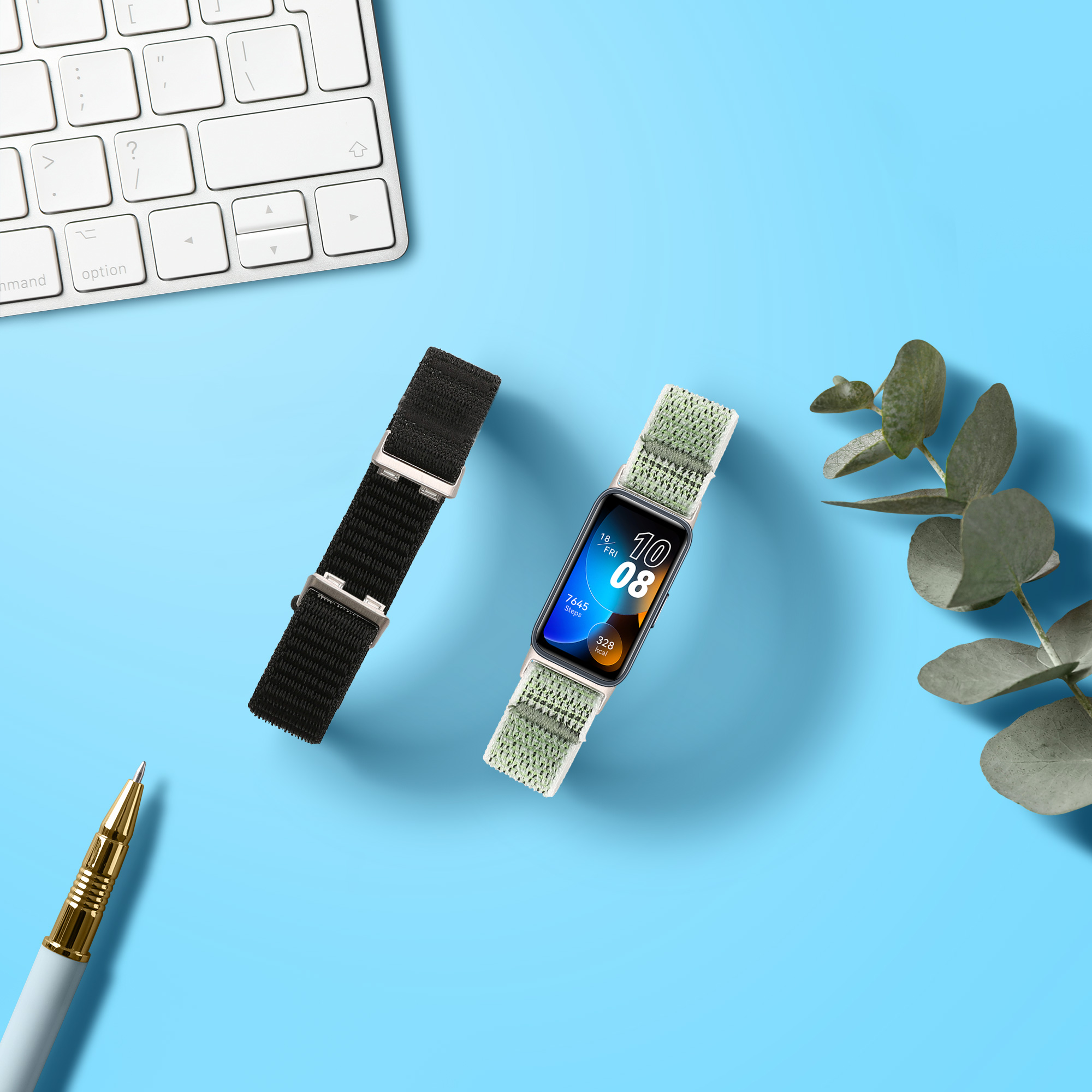 2x nylonový řemínek pro Huawei Band 10 / 9 / 8 kwmobile nylonové - černá / zelená