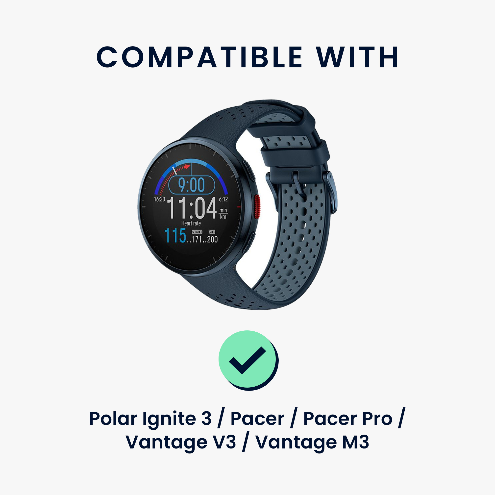 Nabíjecí kabel pro chytré hodinky pro Polar Ignite 3 / Pacer / Pacer Pro / Vantage V3 / Vantage M3 kwmobile - černá
