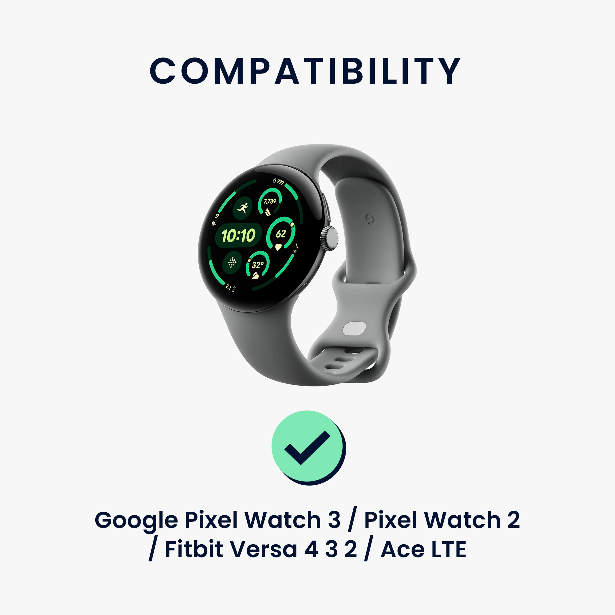 Nabíjecí kabel kwmobile pro Google Pixel Watch 3 / Pixel Watch 2 / Fitbit Versa 4 3 2 / Ace LTE - černá