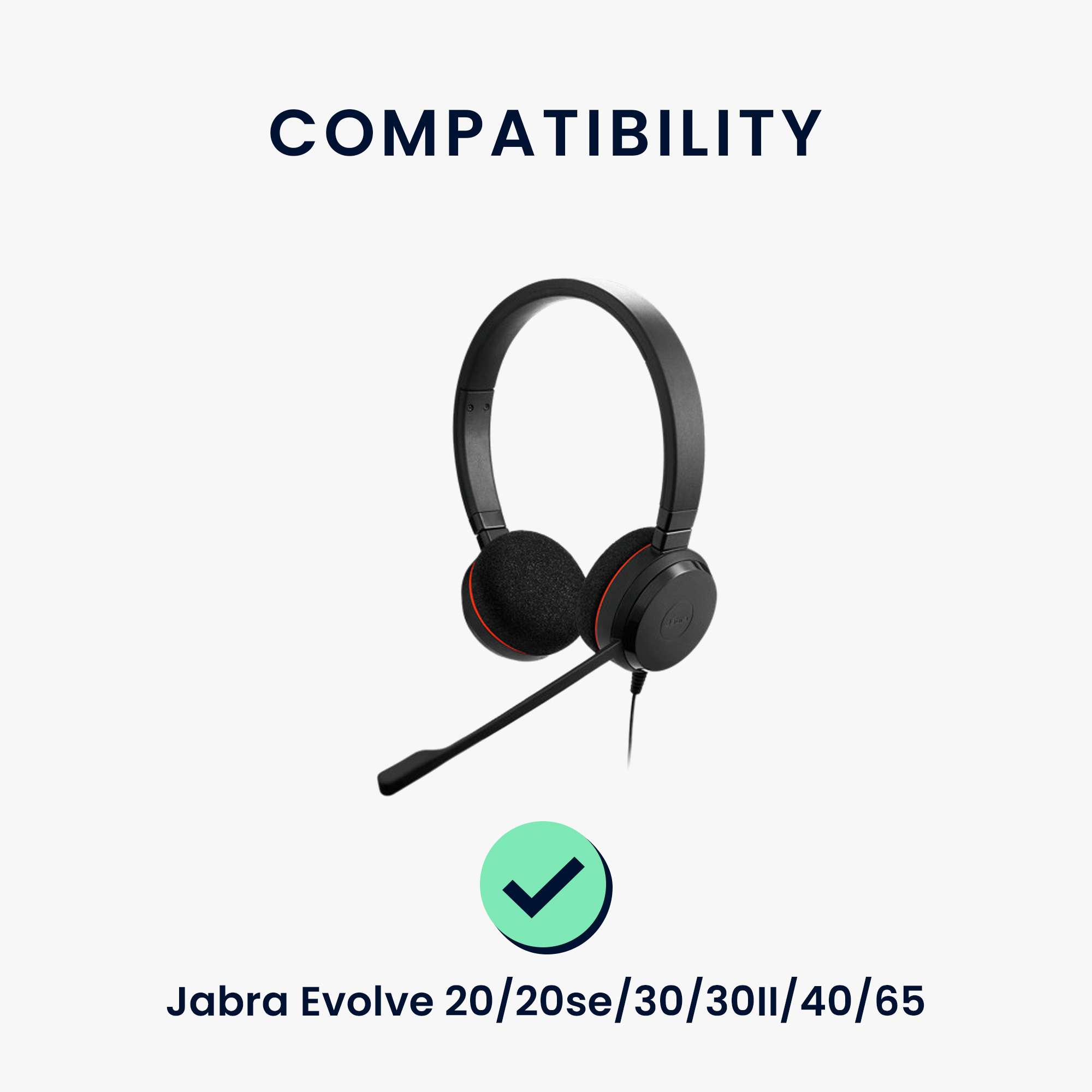 Pěnové náhradní náušníky na sluchátka Jabra Evolve 20 / 20se / 30 / 30II / 40 / 65 kwmobile 2 ks černé