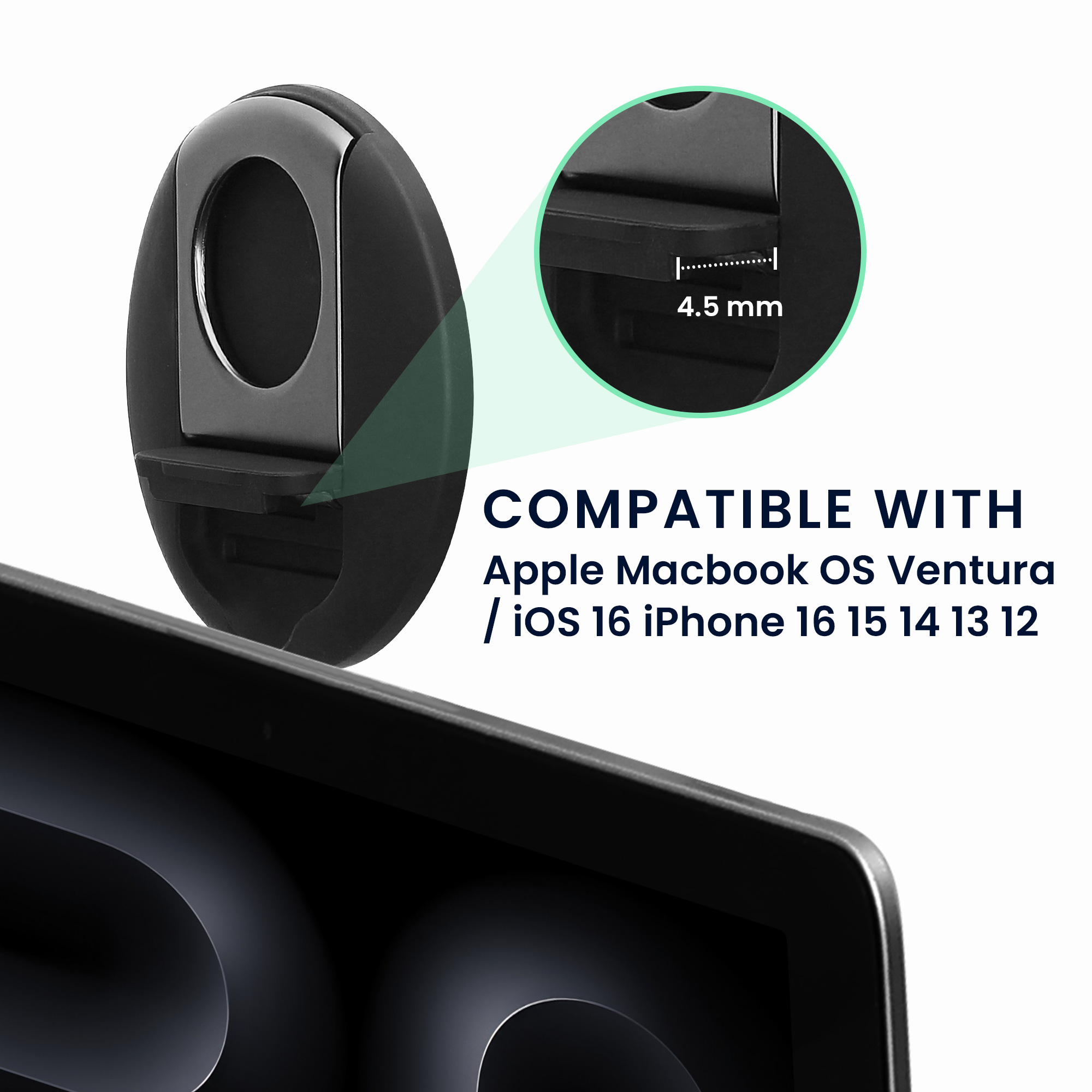 Držák telefonu k notebooku kwmobile pro Apple Macbook OS Ventura / iOS 16 iPhone 16 15 14 13 12, černá