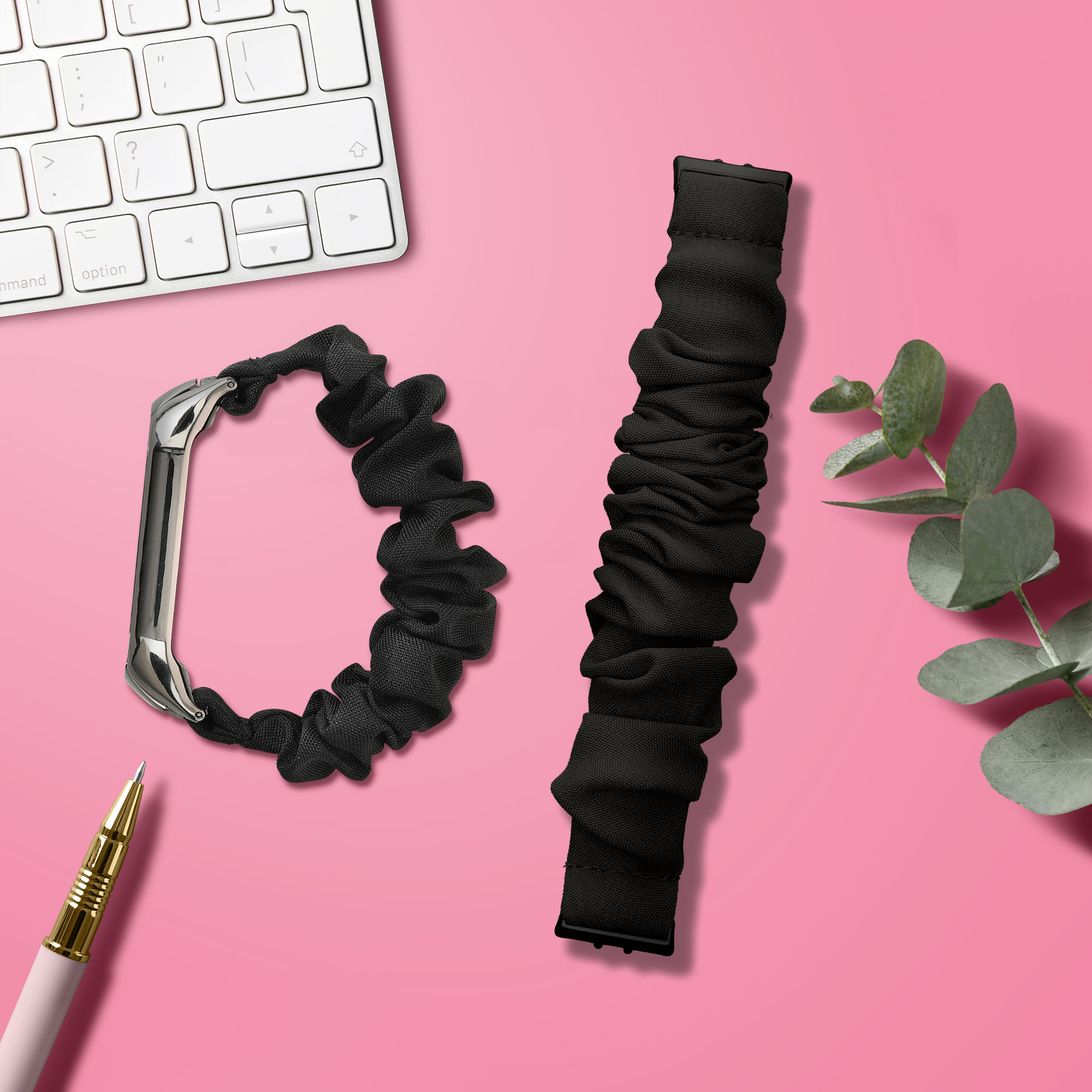 Řemínek na hodinky pro Samsung Galaxy Fit 3 kwmobile - černá látkový řemínek na hodinky (scrunchie)