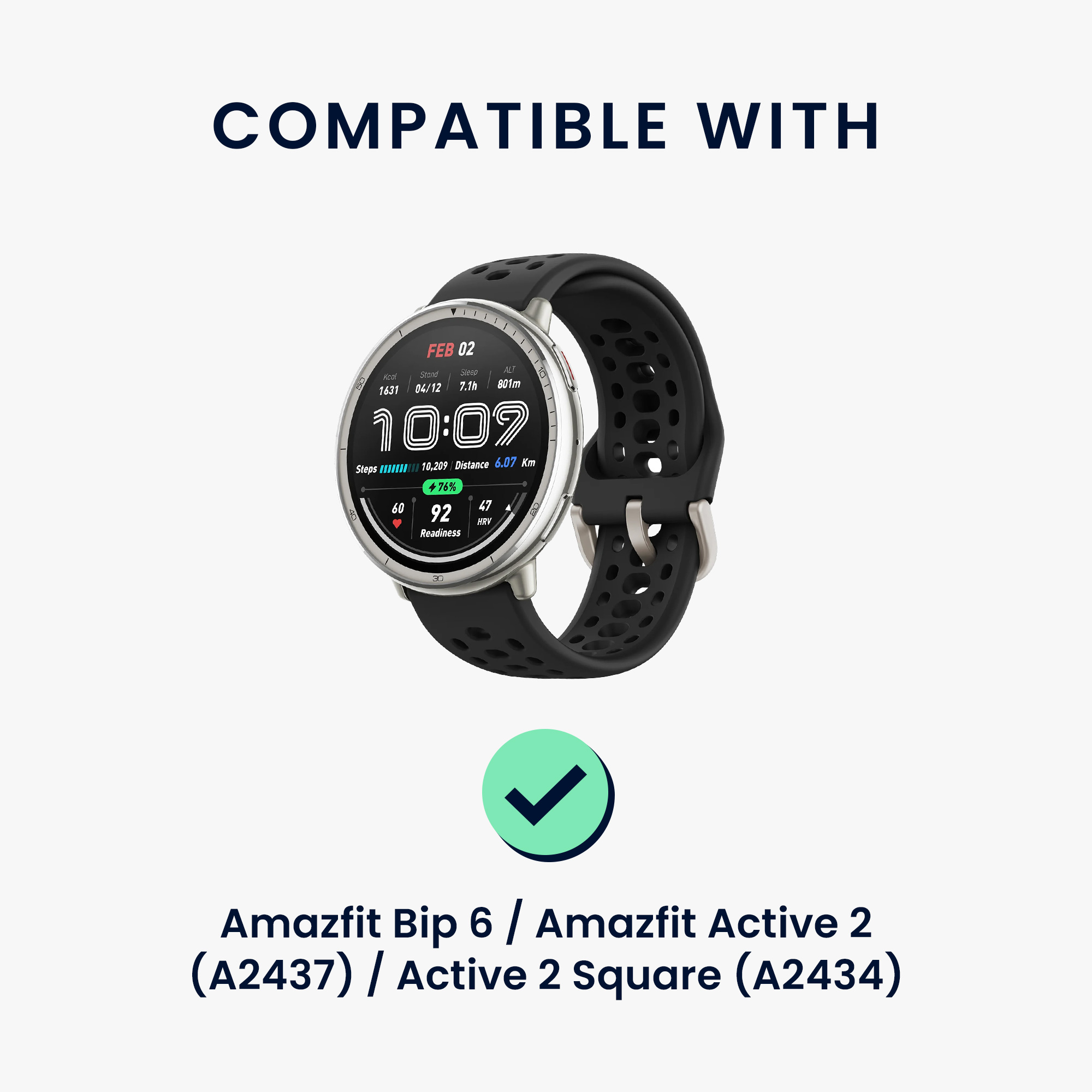 Nabíjecí kabel pro Amazfit Bip 6 / Amazfit Active 2 (A2437) / Active 2 Square (A2434) kwmobile - černá